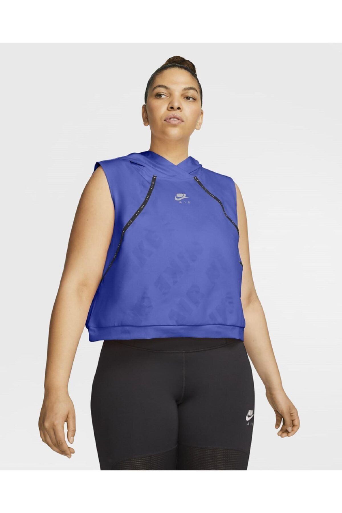 Nike Air Running Vest Kapüşonlu Mavi Yelek