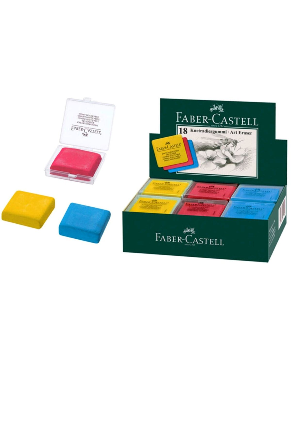 Faber Castell Hamur Silgi Yoğrulabilir Çizim Silgisi 1 Paket Plastik Kutulu ( 18 Adet)