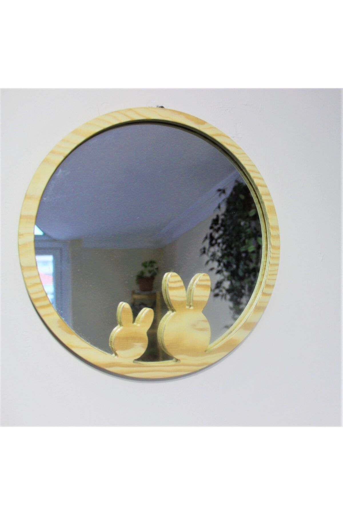 şeker marangoz Kırılmaz Ahşap Çerçeve Çocuk Odası Dekor Ayna 50 Cm