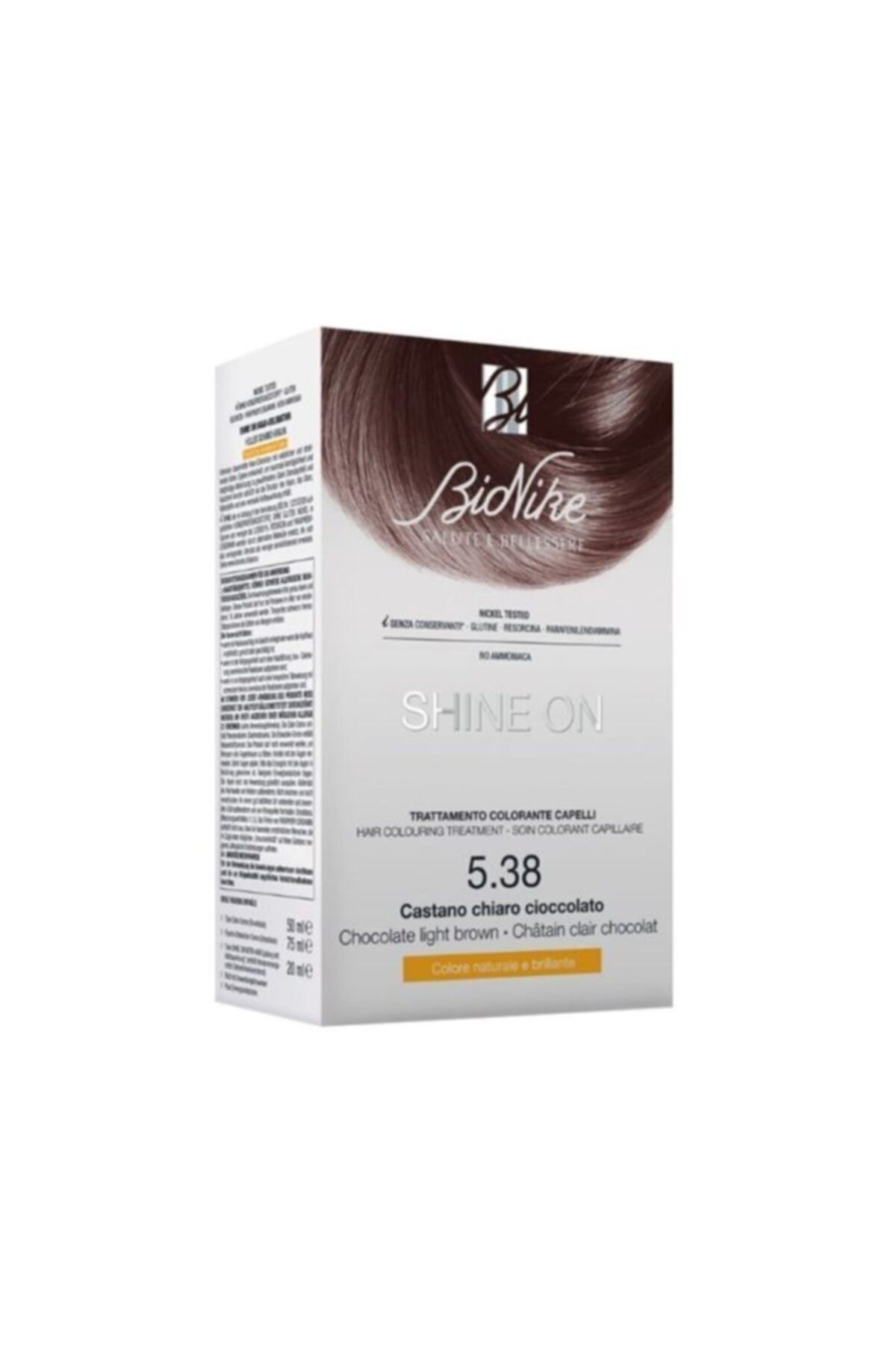 BioNike Shine On Saç Boyama Kiti No: 5.38 Açık Çikolata Kahve ( 1 ADET )