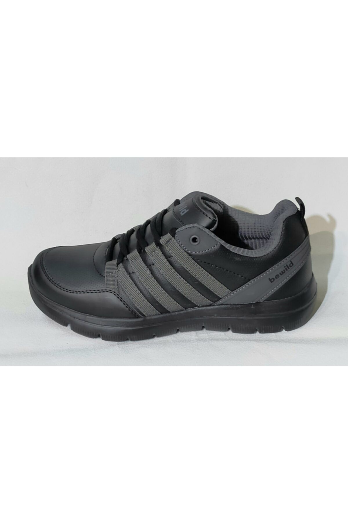 Bewild Unisex Siyah Cilt Sneaker Spor Ayakkabı