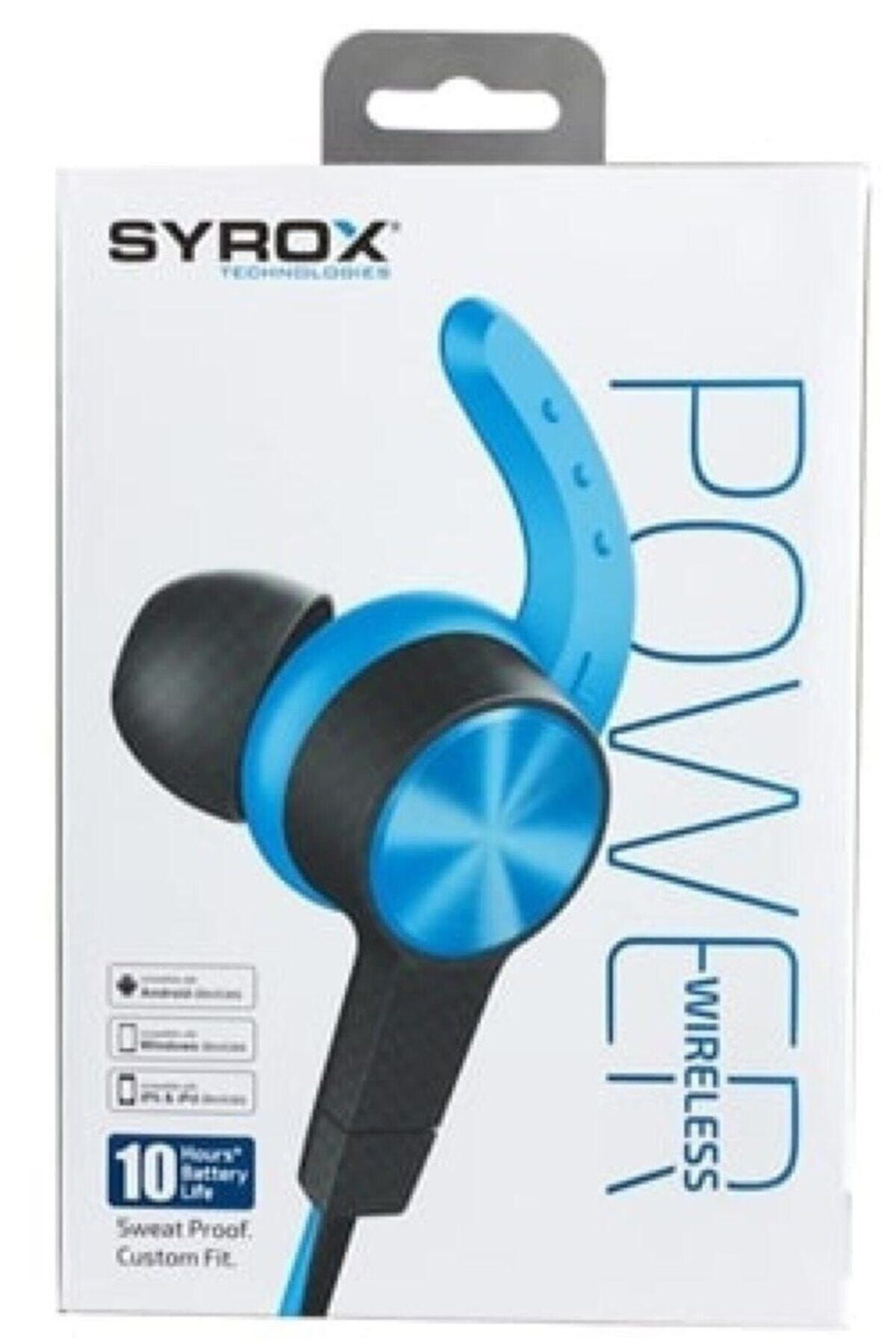 Syrox S32 Mavi Bluetooth'lu Mıknatıslı Kulak Içi Spor Kulaklık Çift Bataryalı