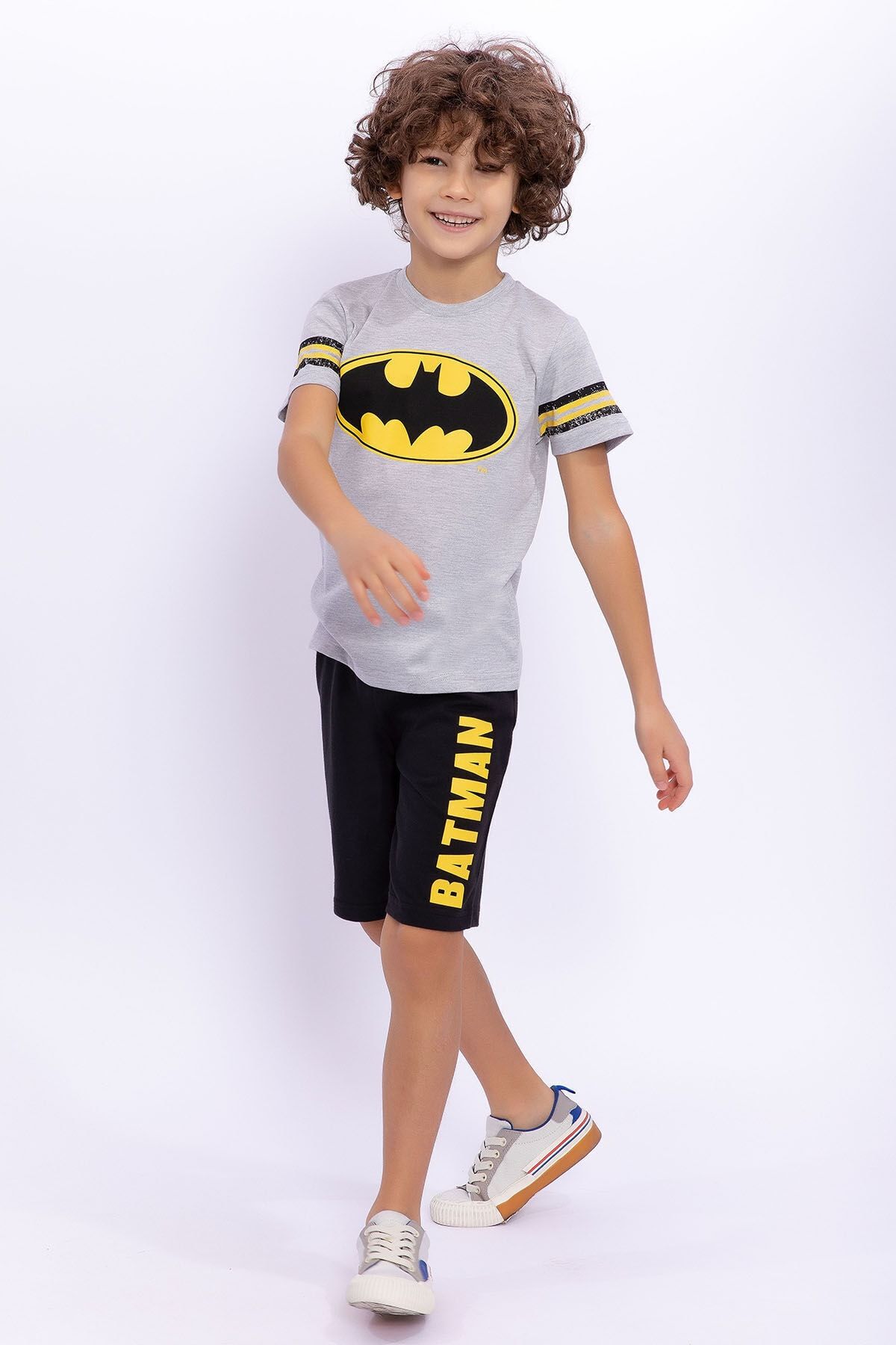 Batman Erkek Çocuk Bermuda Takımı Grı Melanj