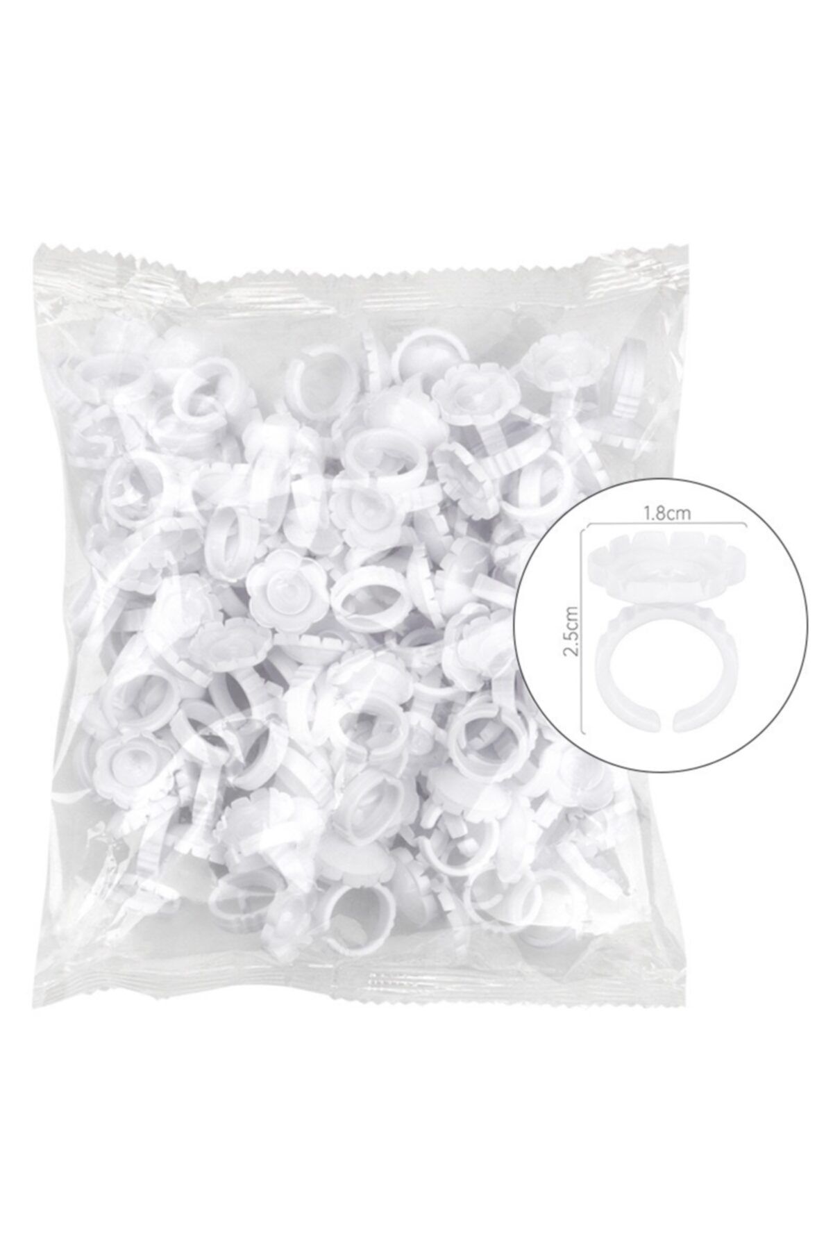 Venalisa 100 Adet Ipek Kirpik Demet Tutucu Yüzük Yapıştırıcı Kabı Beyaz