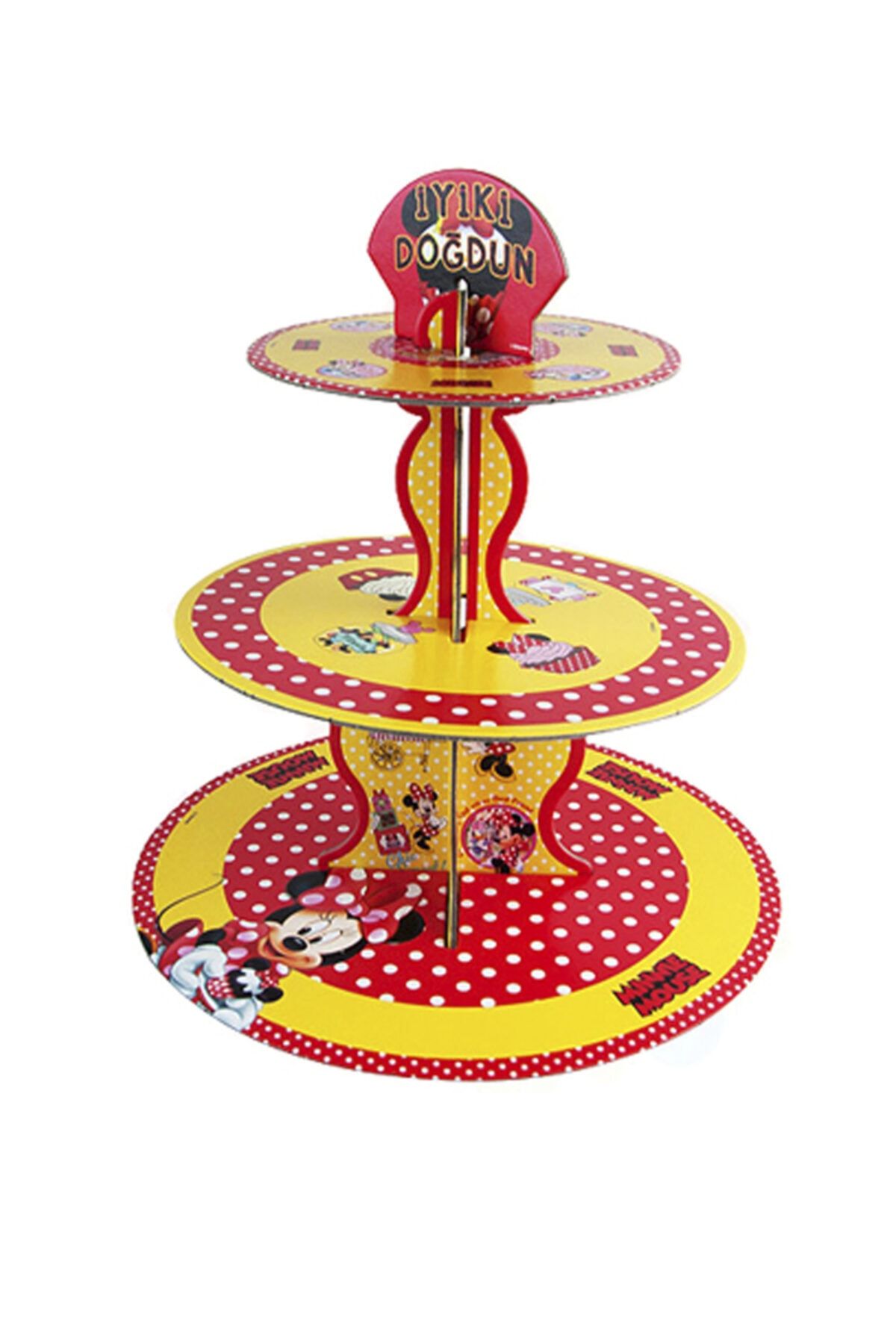 Kazanabil 3 Katlı Minnie Mouse Baskılı Karton Cupcake Standı