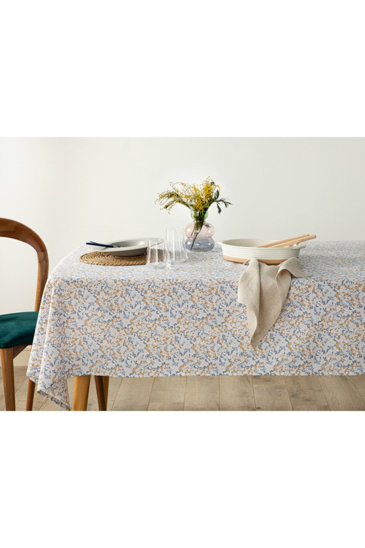 English Home Mille Fleurs Polycotton Masa Örtüsü 150x220 Cm Mavi