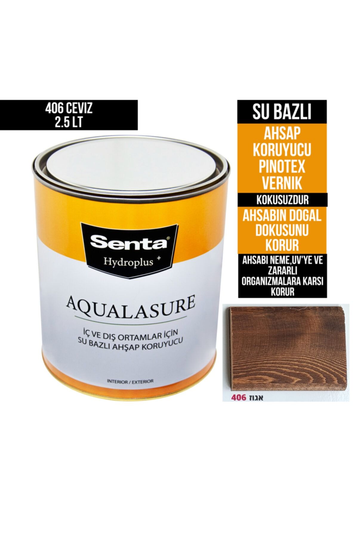 Genel Markalar Aqualasure Su Bazlı Ahşap Koruyucu Vernik 15 Kg 406 Cevız ( Su Bazlı Kokusuz Pinotex )