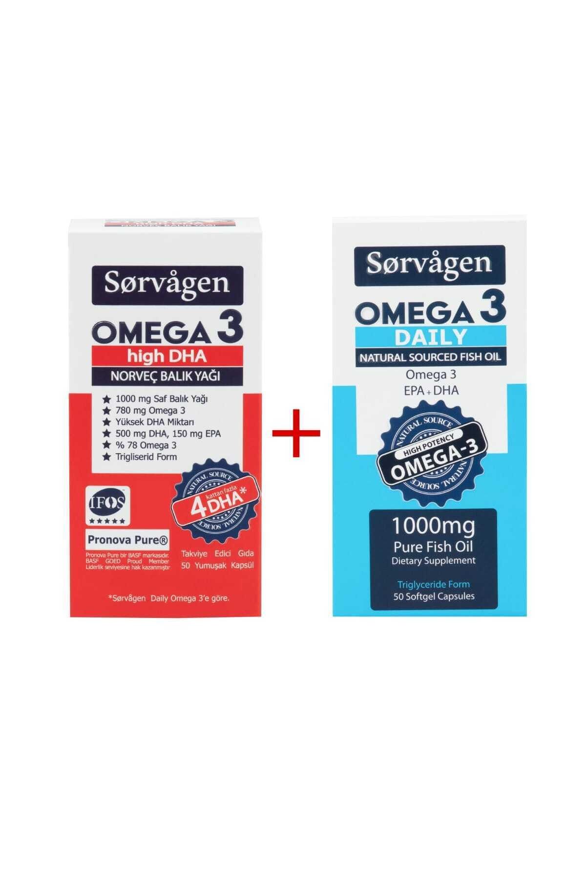 Sorvagen Omega 3 High Dha Saf Norveç Balık Yağı, 1000 Mg Ve Adet Omega 3 Daily Saf Balık Yağı, 50 Kapsül