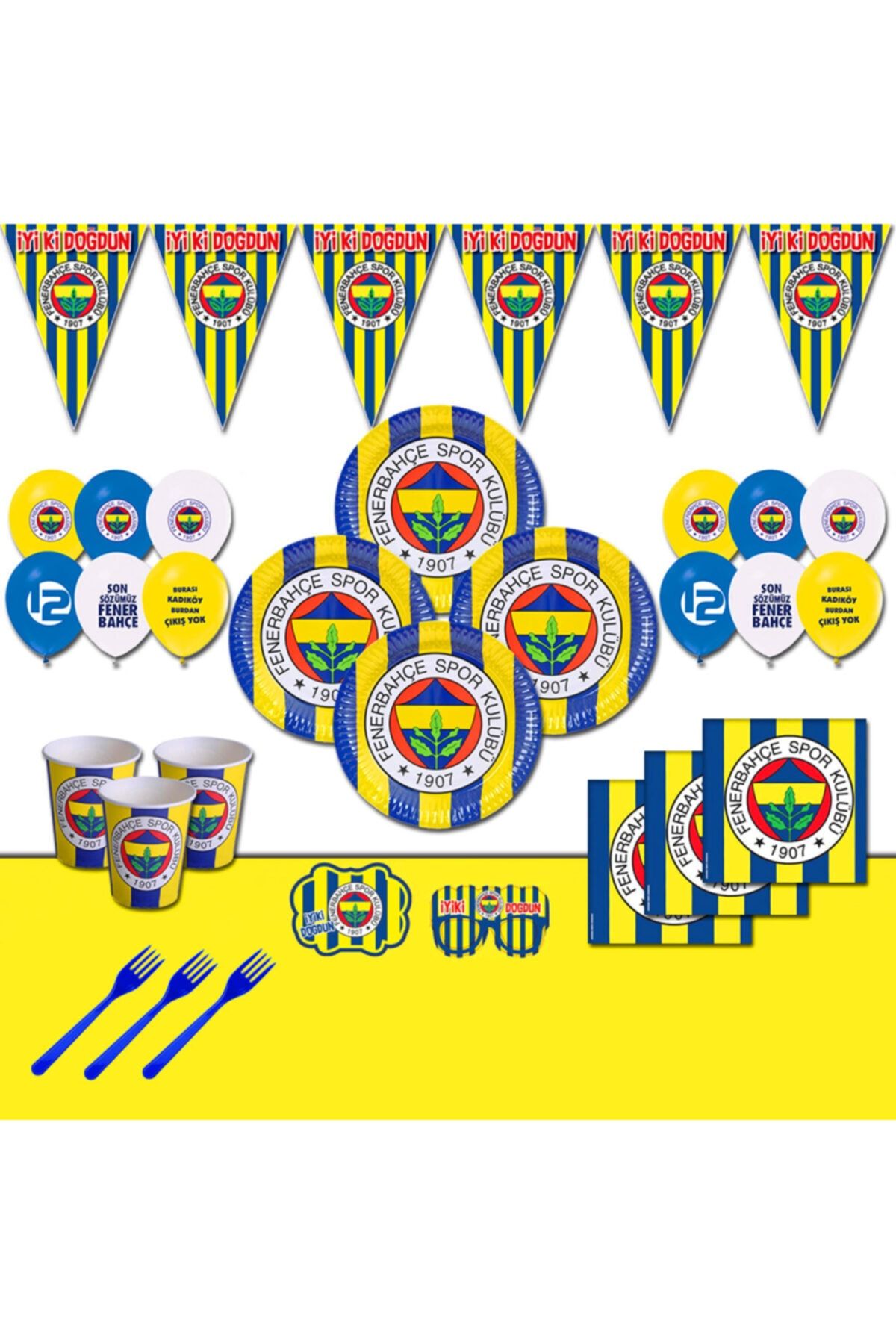 Fenerbahçe Sarı Kanarya Doğum Günü Parti Seti 8 Kişilik