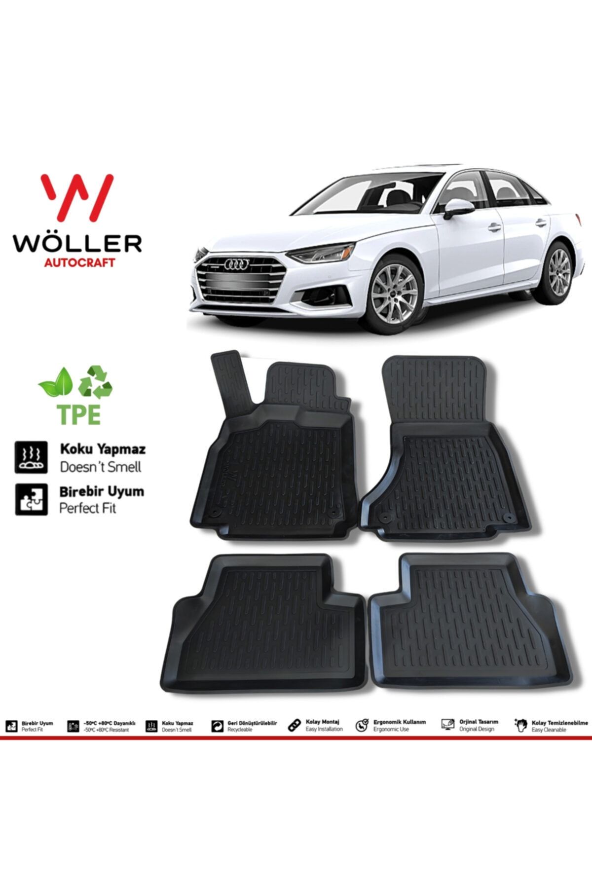 Wöller Audi A4 Paspas 2016 2023 Arası 3d Havuzlu Paspas