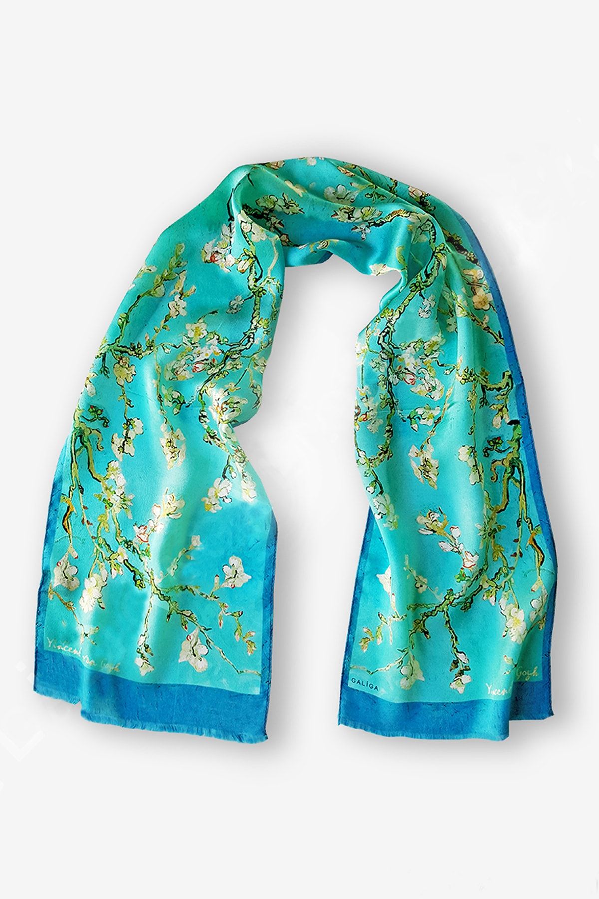 Galiga Badem Çiçeği %100 Ipek Fular 26*130cm 'art On Silk'