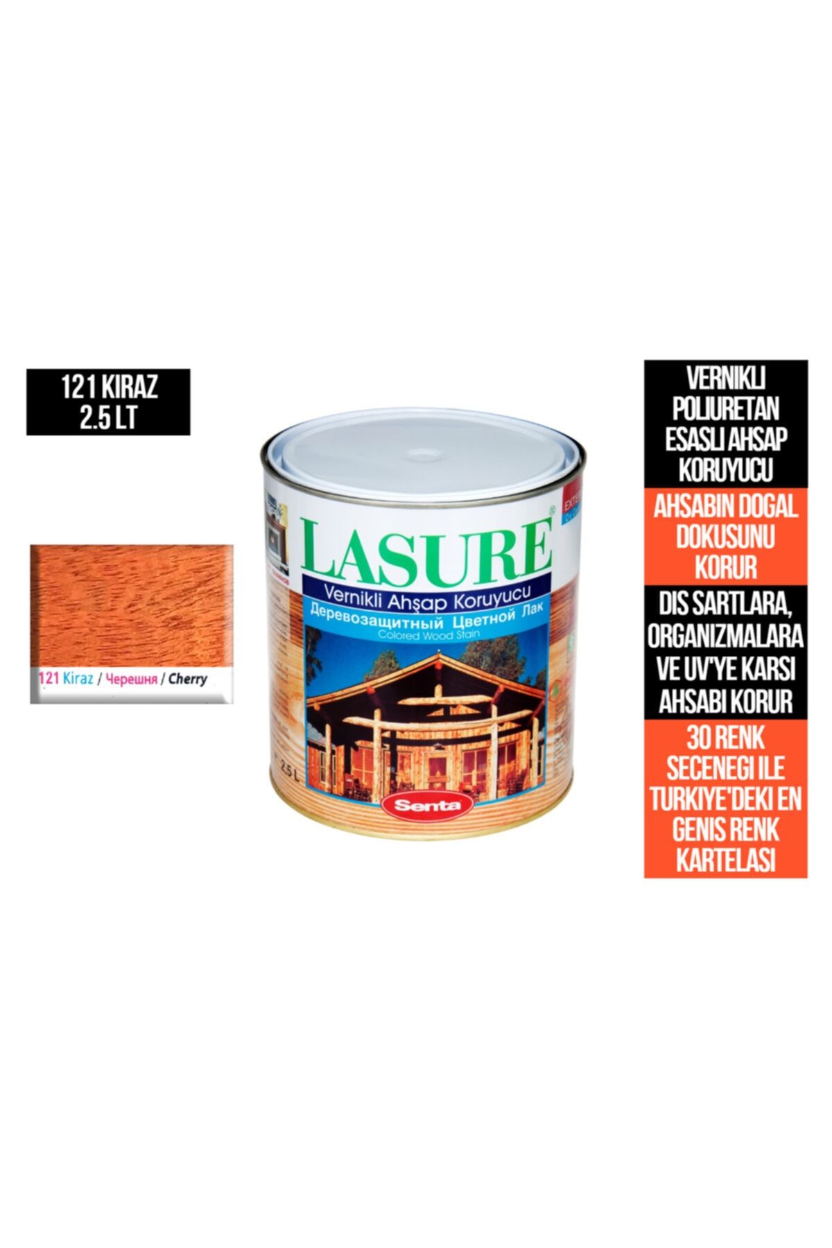 Senta Lasure Ahşap Koruyucu Vernik 121 Kiraz (PİNOTEX VERNİK)