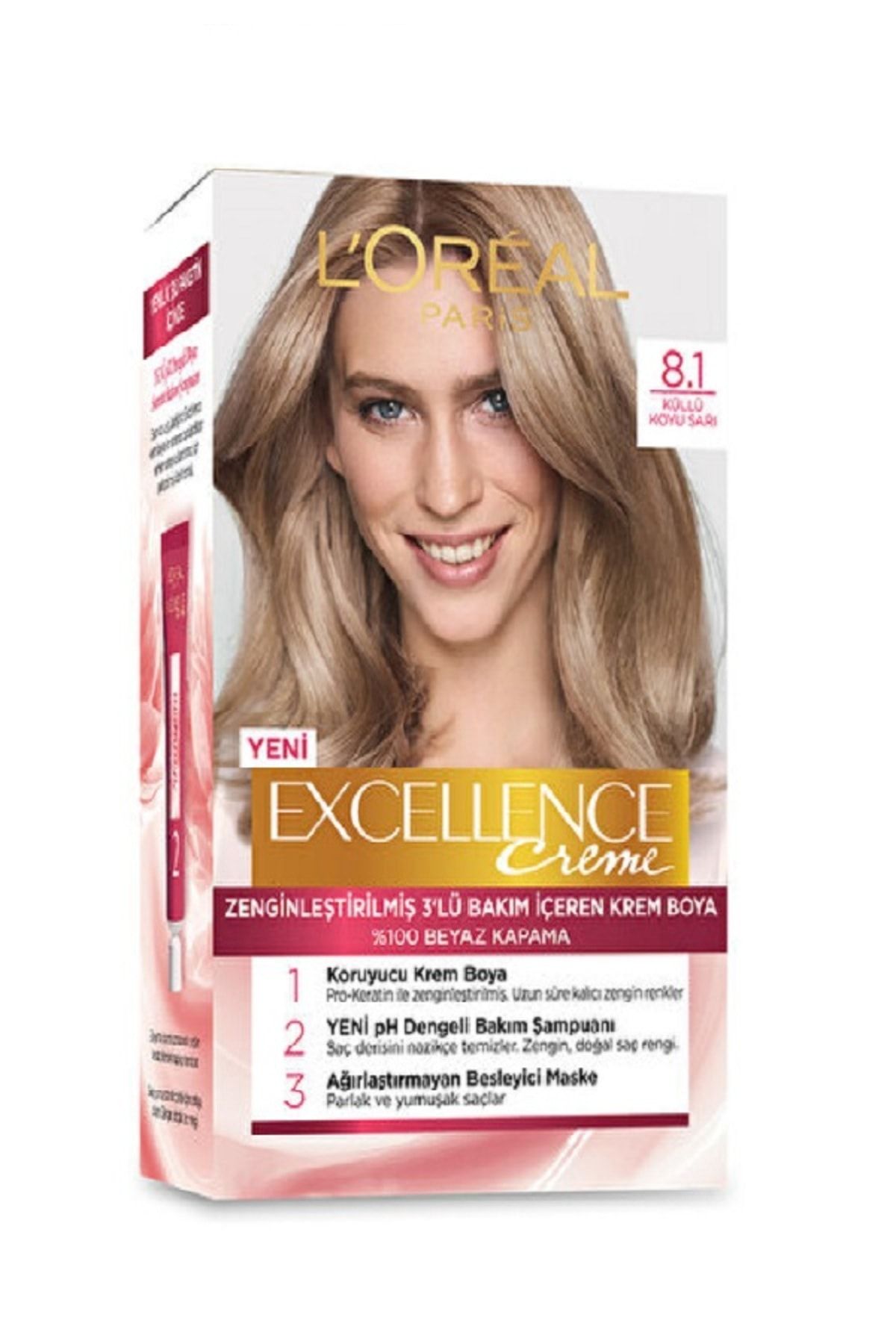 L'Oreal Paris Excellence Creme Saç Boyası Koyu Sarı Küllü 8.1