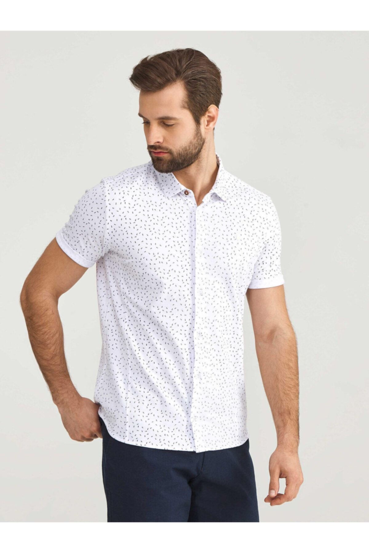 Mcl Giyim Polo Yaka Pamuklu Slim Fit Baskılı Tişört