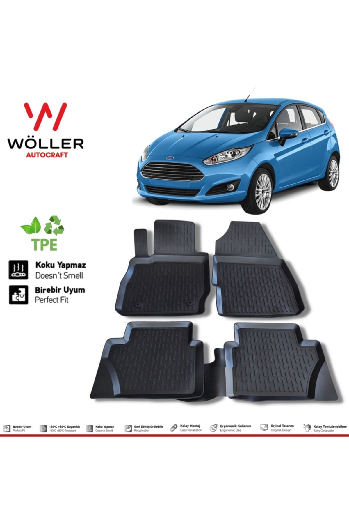 Wöller Ford Fiesta Paspas 2013 2017 Arası 3d Havuzlu Paspas