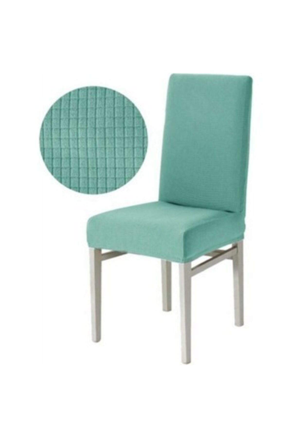 HaNemCe Sandalye Kılıfı Likralı , Yıkanabilir 6 Adet Mint Yeşili