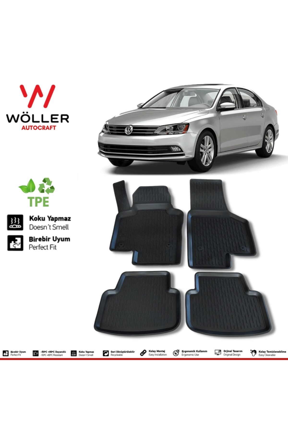 Wöller Volkswagen Jetta Paspas 2011 2019 Arası Uyumlu 3d Havuzlu Paspas