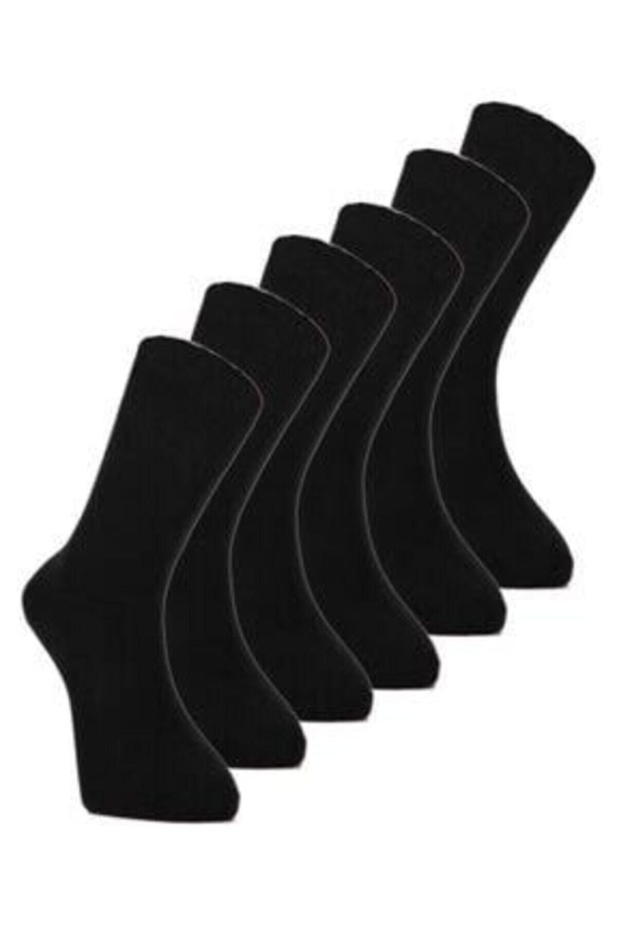 Nacar Ekonomik Pamuk Erkek Çorap Siyah 6'lı Set