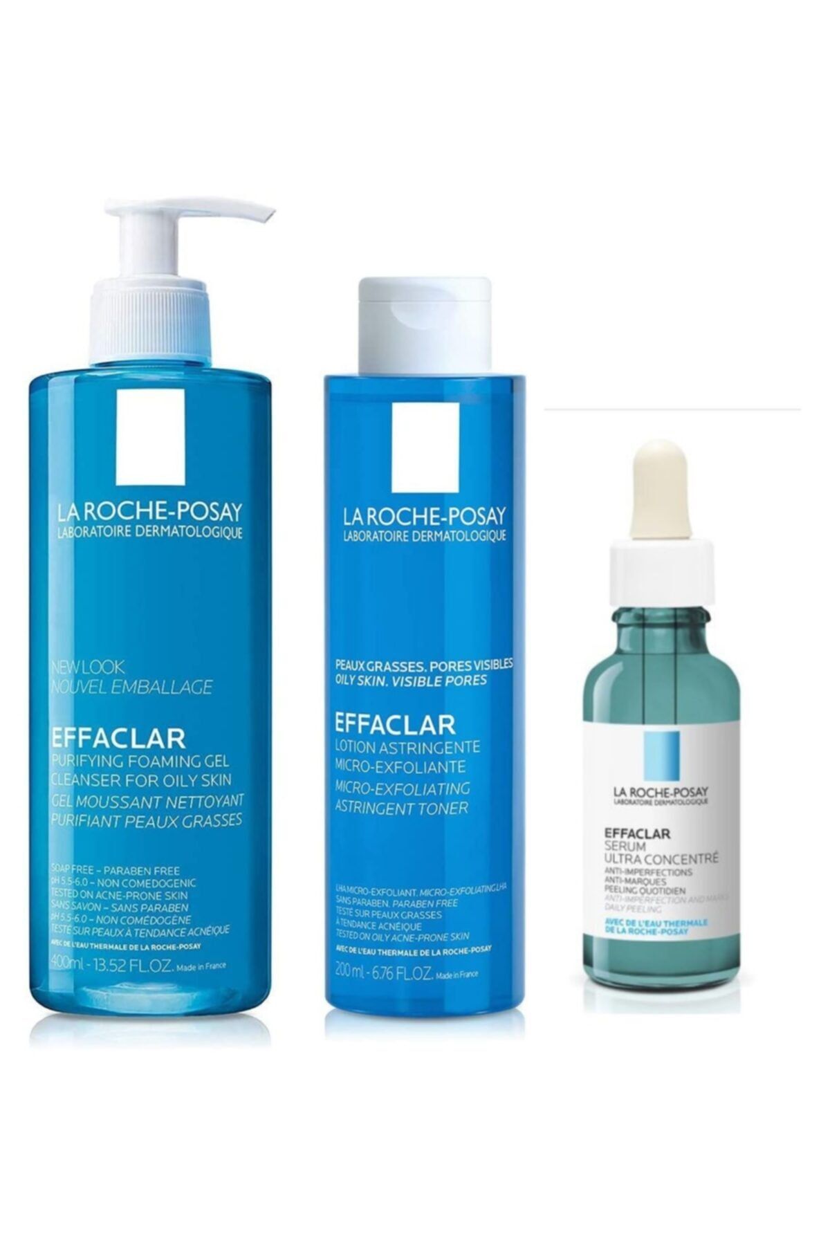 La Roche Posay Effaclar Leke Karşıtı Peeling Etkili Serum 40 ml  Temizleme Jeli 400 ml ve Tonik 200 ml