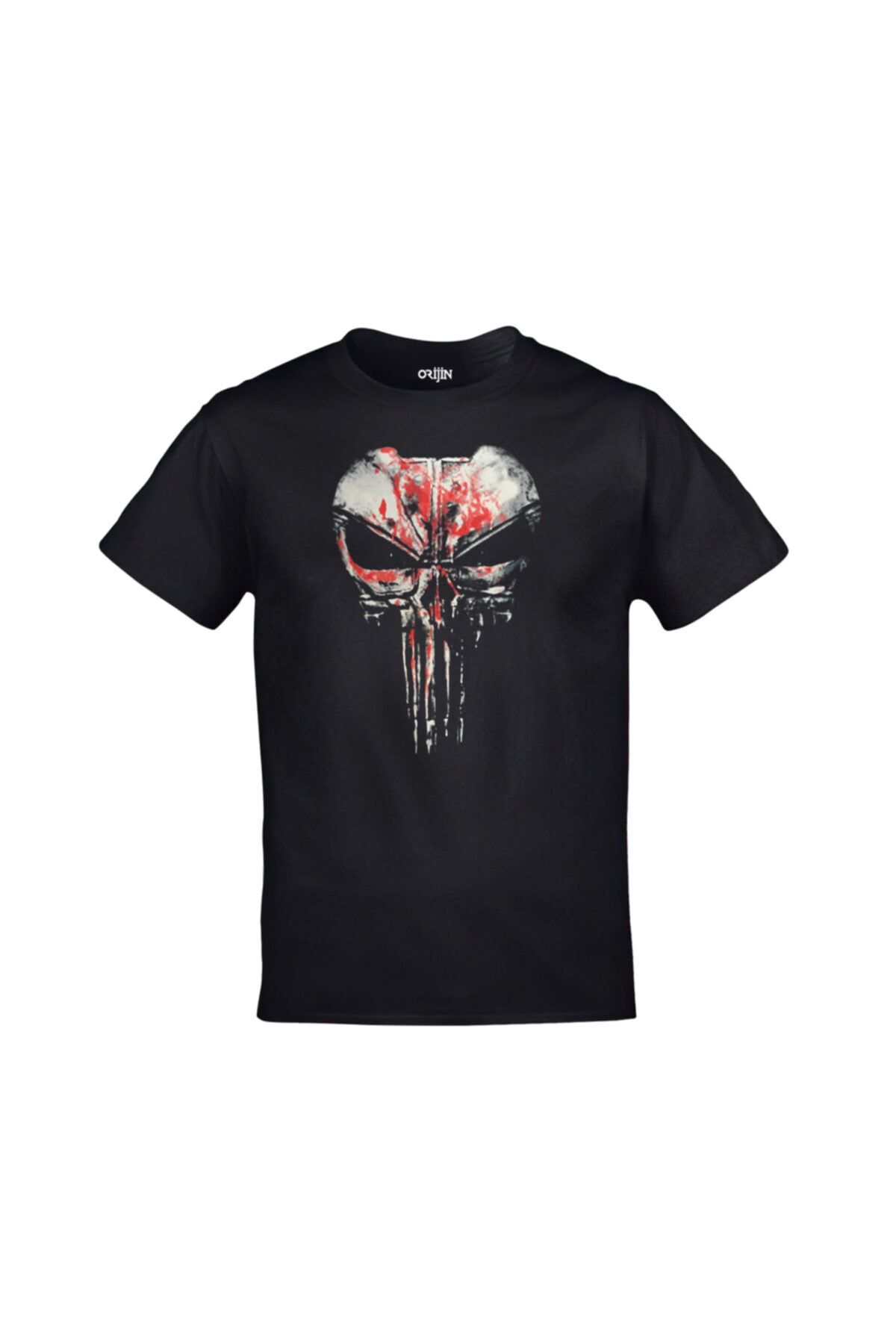 Orijin Tekstil Unisex Siyah Punisher Demir Baskılı Tshirt