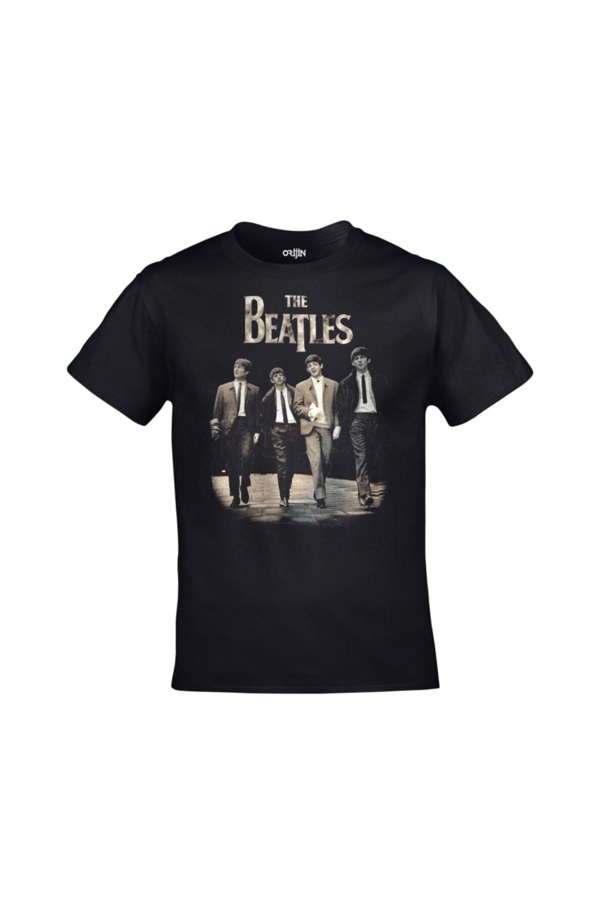 Orijin Tekstil Unisex Siyah The Beatles Baskılı  Tshirt