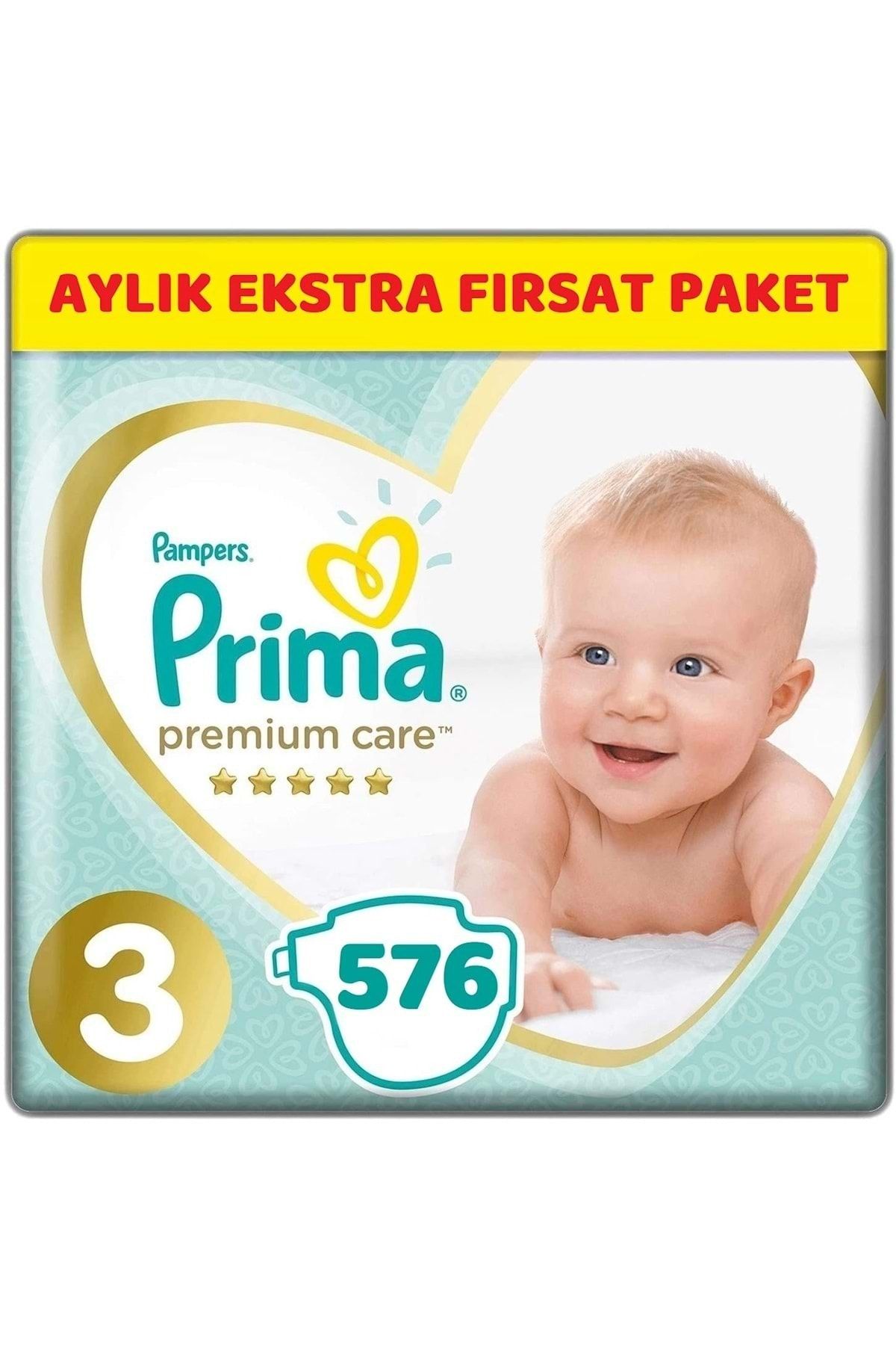 Prima Premium Care Bebek Bezi Beden:3 (6-10kg) Midi 576 Adet Aylık Ekstra Fırsat Pk
