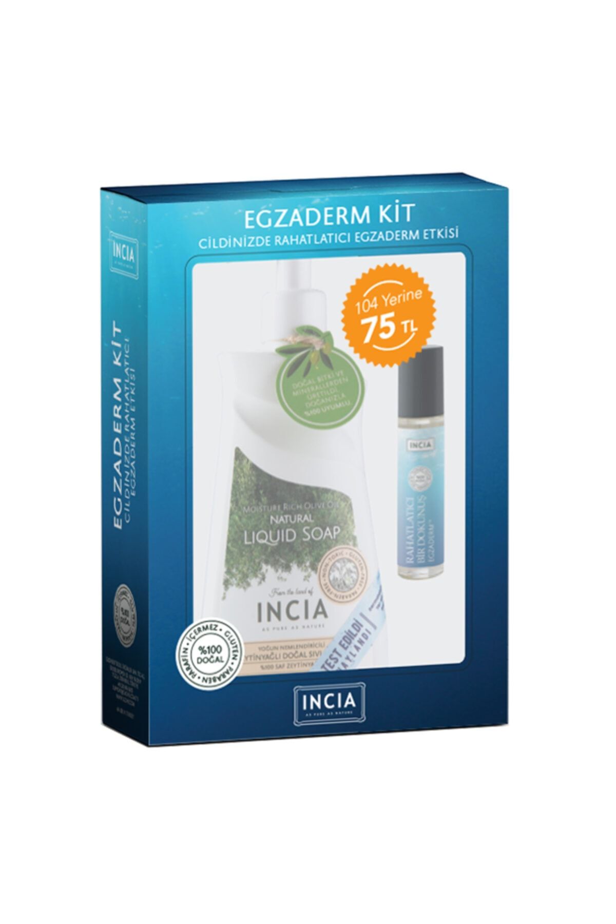 INCIA Egzama Karşıtı Kit Yoğun Nemlendiricili Sıvı Sabun Ve Yatıştırıcı Doğal Bakım Yağı