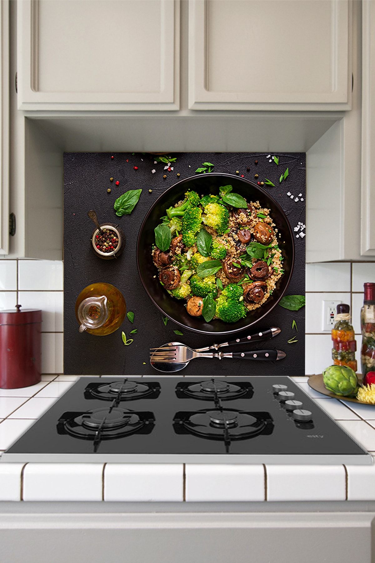 Tilki Dünyası Mutfak Ocağı Arkası Sticker Sebzeli Mantar Salatası
