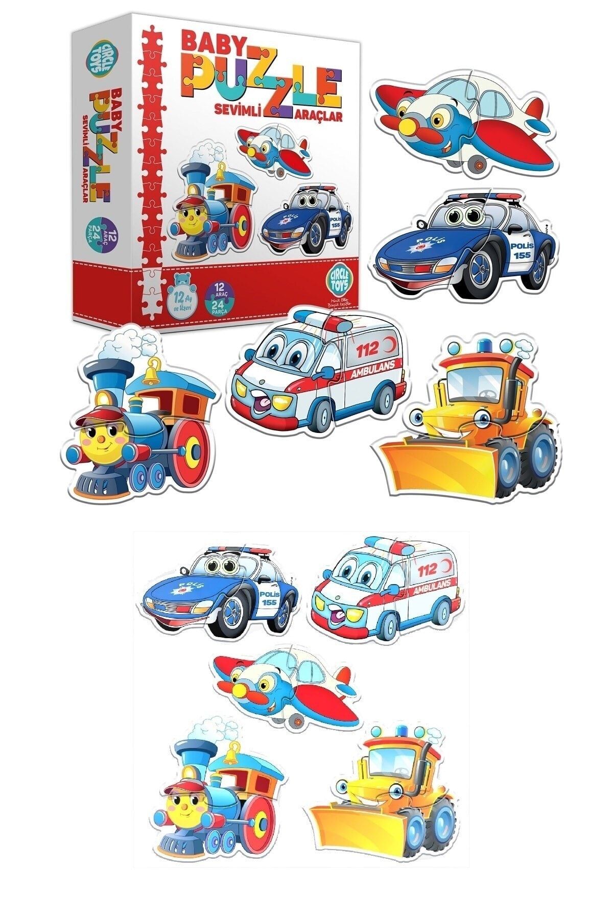 Circle Toys Circletoys Baby Puzzle Sevimli Araçlar, Minikler Için Sevimli Yapboz