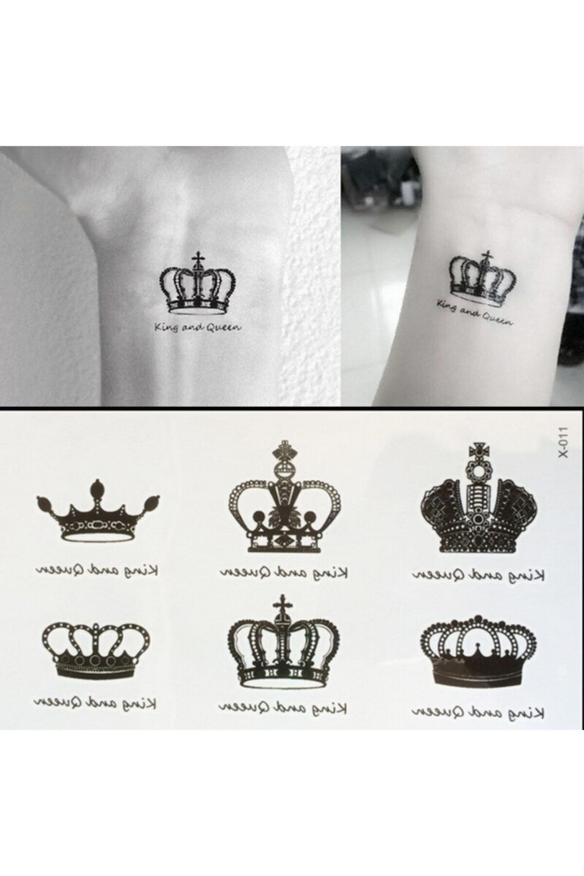 Market66 Geçici Dövme King Queen Crown Kral Tacı Taç Ufak Vücut Dövmesi Tattoo