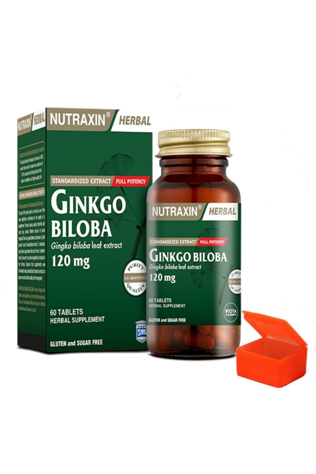 Nutraxin Ginkgo Biloba 120 mg 60 Tablets ve Hap Kutusu