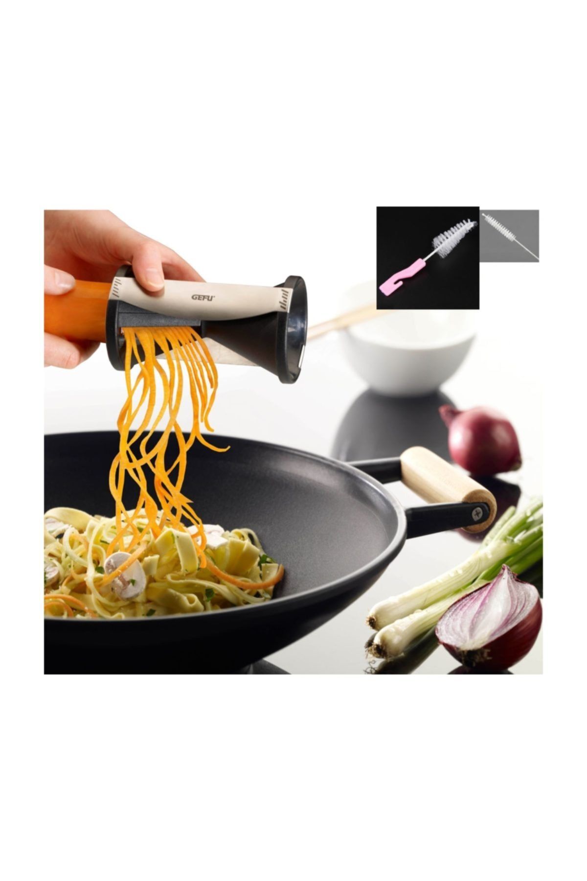 pazariz Pazarız Doğrayıcı Vegetti Slicer Rende Spiral Sebze Temizleme Fırçası Hediyeli