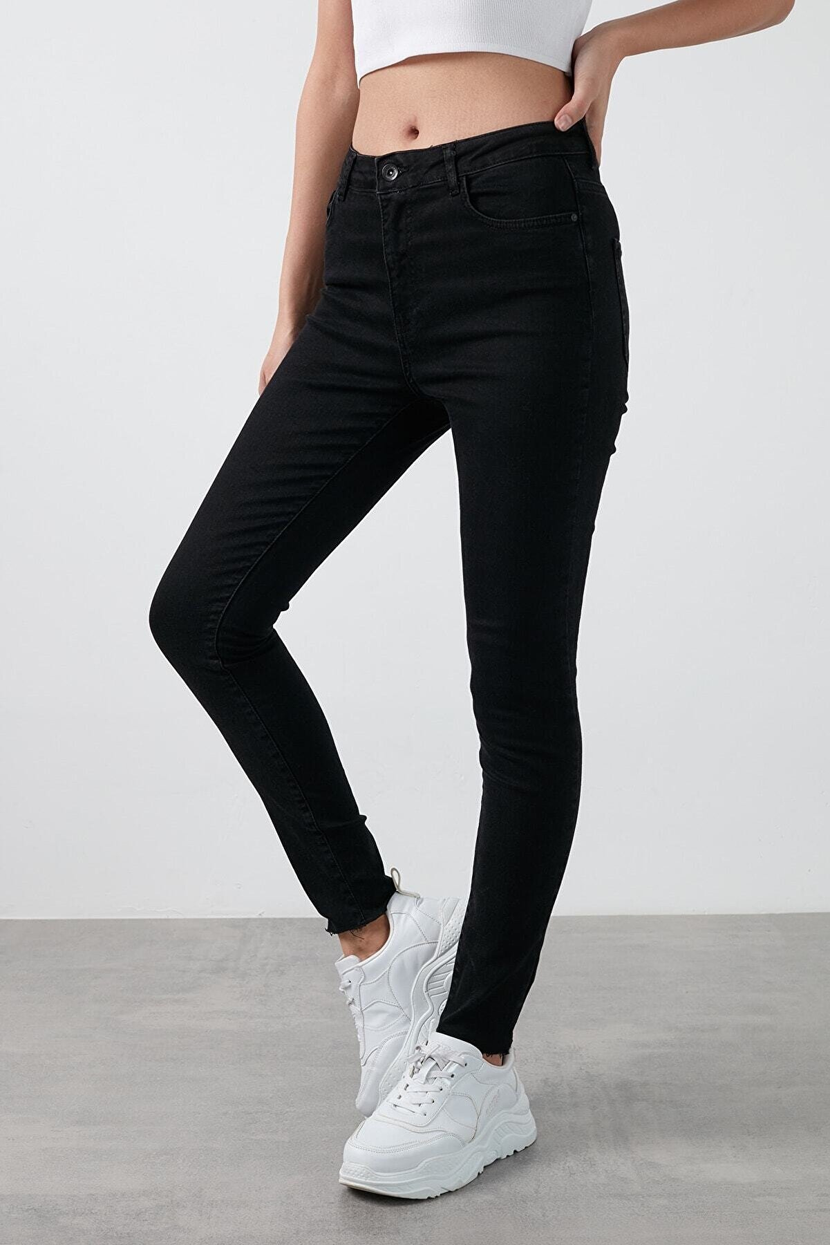 Loft Kadın Siyah Yüksek Bel Skinny Fit Jean Kot Pantolon