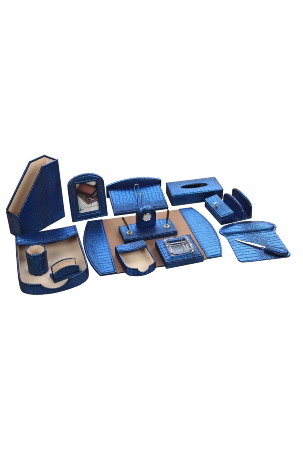 Logon Eğirdir Mavi Suni Deri Sümen Takımı 14 Parça W386