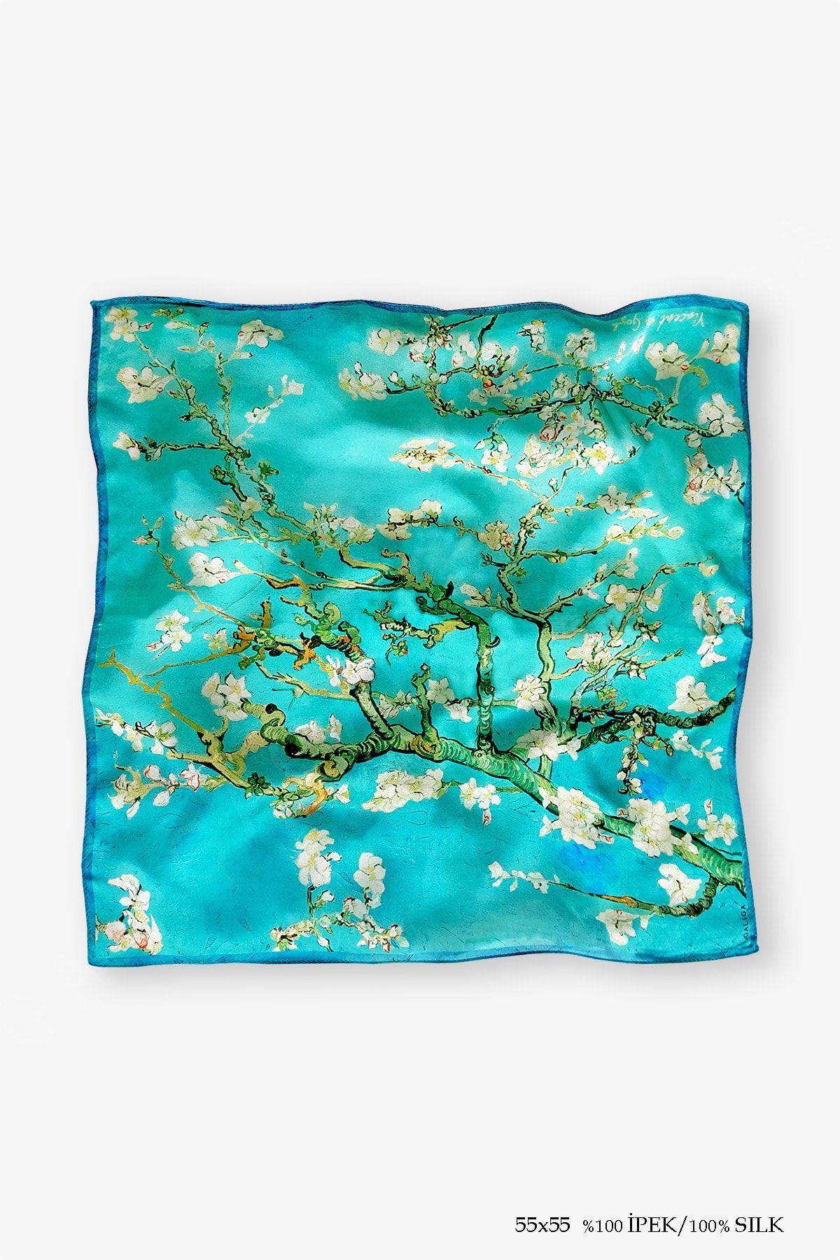 Galiga Van Gogh Almond %100 Ipek Fular 55x55cm "art On Silk"