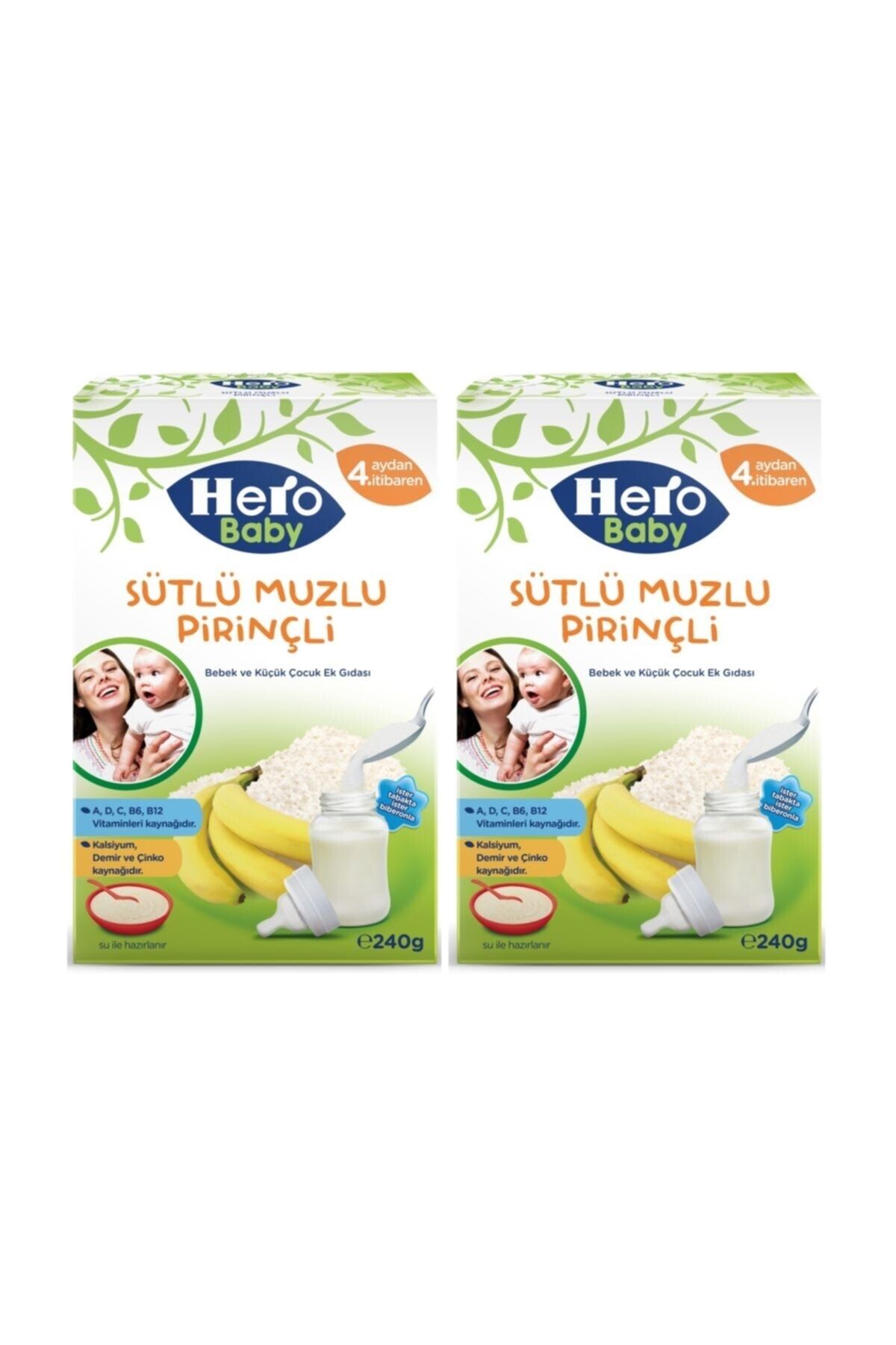 Hero Baby 200gr Gece Sütlü Muzlu Pirinçli 2 Li Set Kaşık Maması