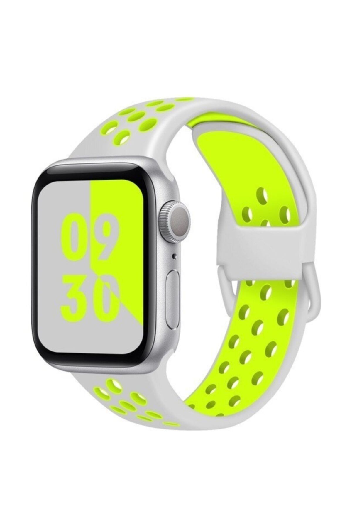 UnDePlus Apple Watch 38mm 40mm 41mm 1/2/3/4/5/6/se/se2/7/8/9 Nike Spor Kordon Grayish Yellow