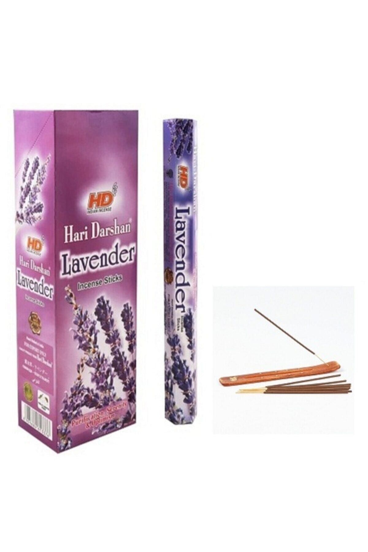 HARİ DARSHAN Lavander&lavanta Çiçek Kokusu 20 Adet Çubuk Tütsü 1 Adet Kayık Tütsülük Hediye