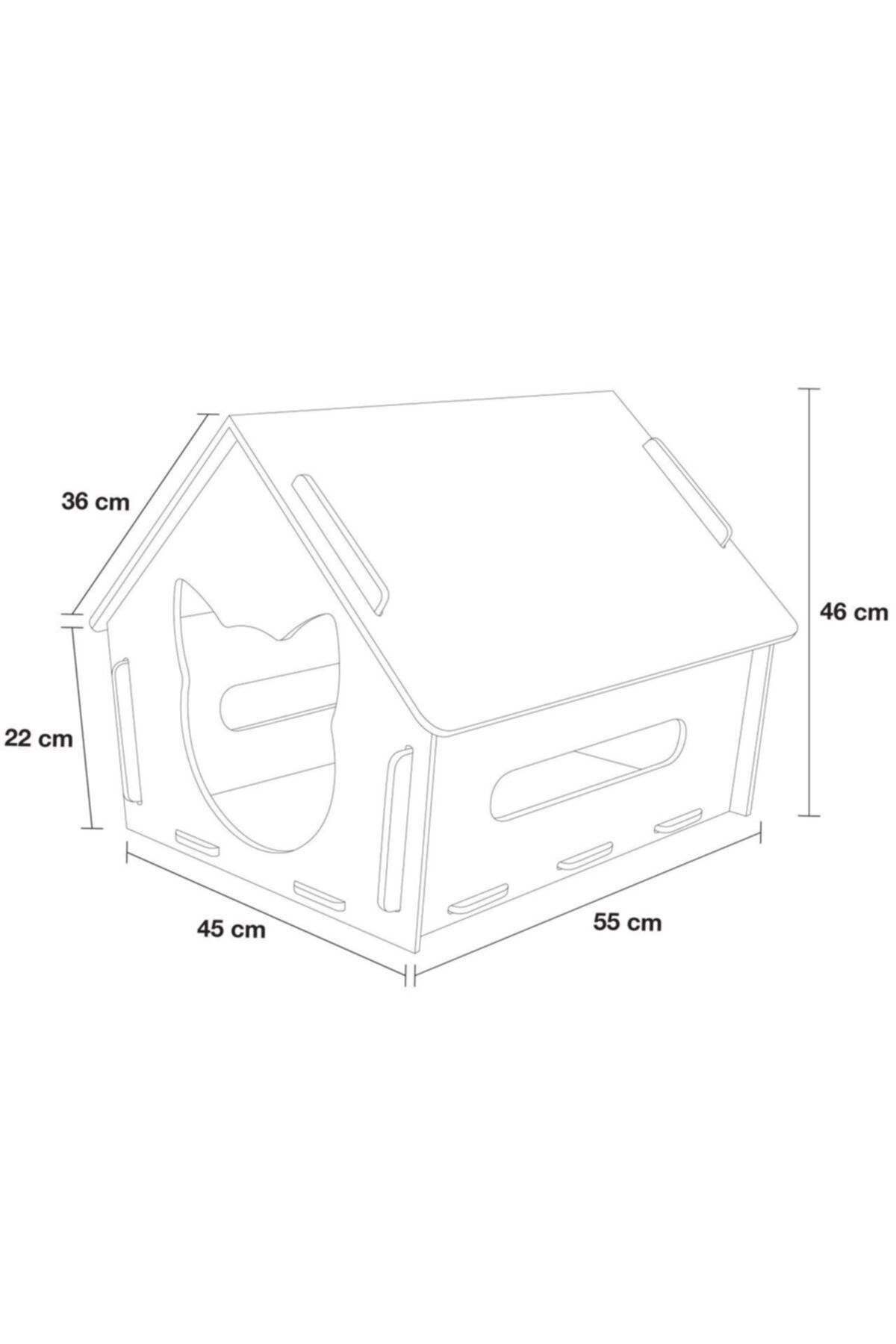 Geçmeli Sistem Demonte Kedi Evi - Tamamen Ahşap Desenli - Easy Cat_4