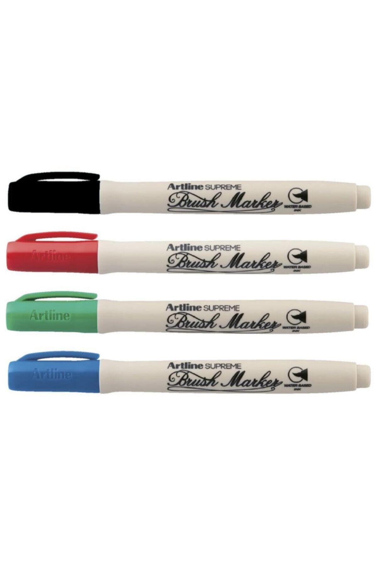 artline Artline Supreme Brush Marker Fırça Uçlu Kalem 4 Temel Renk