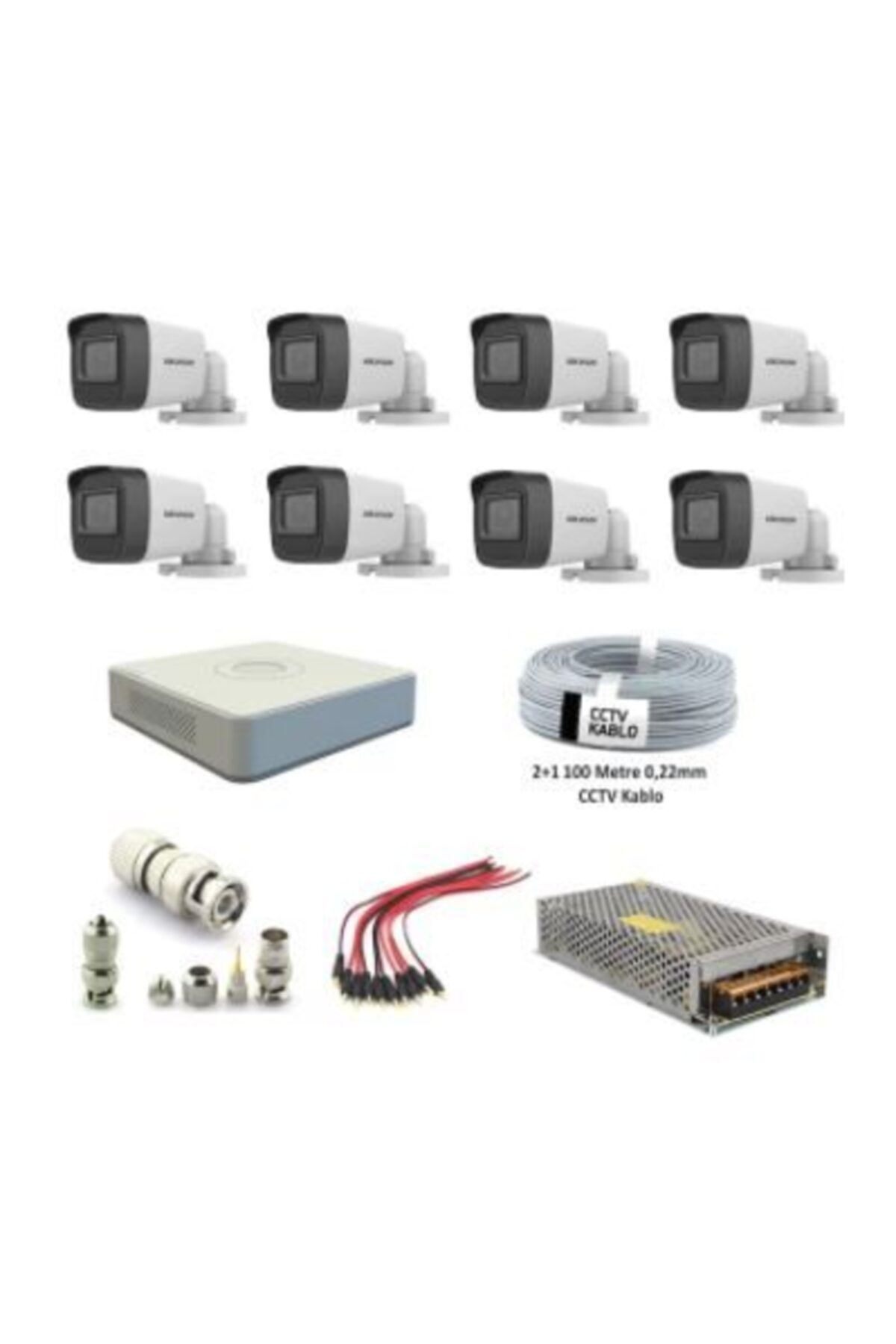 Hikvision Haıkon 8 Kameralı Güvenlik Kamera Kuruluma Hazır Set 1080p Ahd- 8 Kamera Kayıt Sistemi