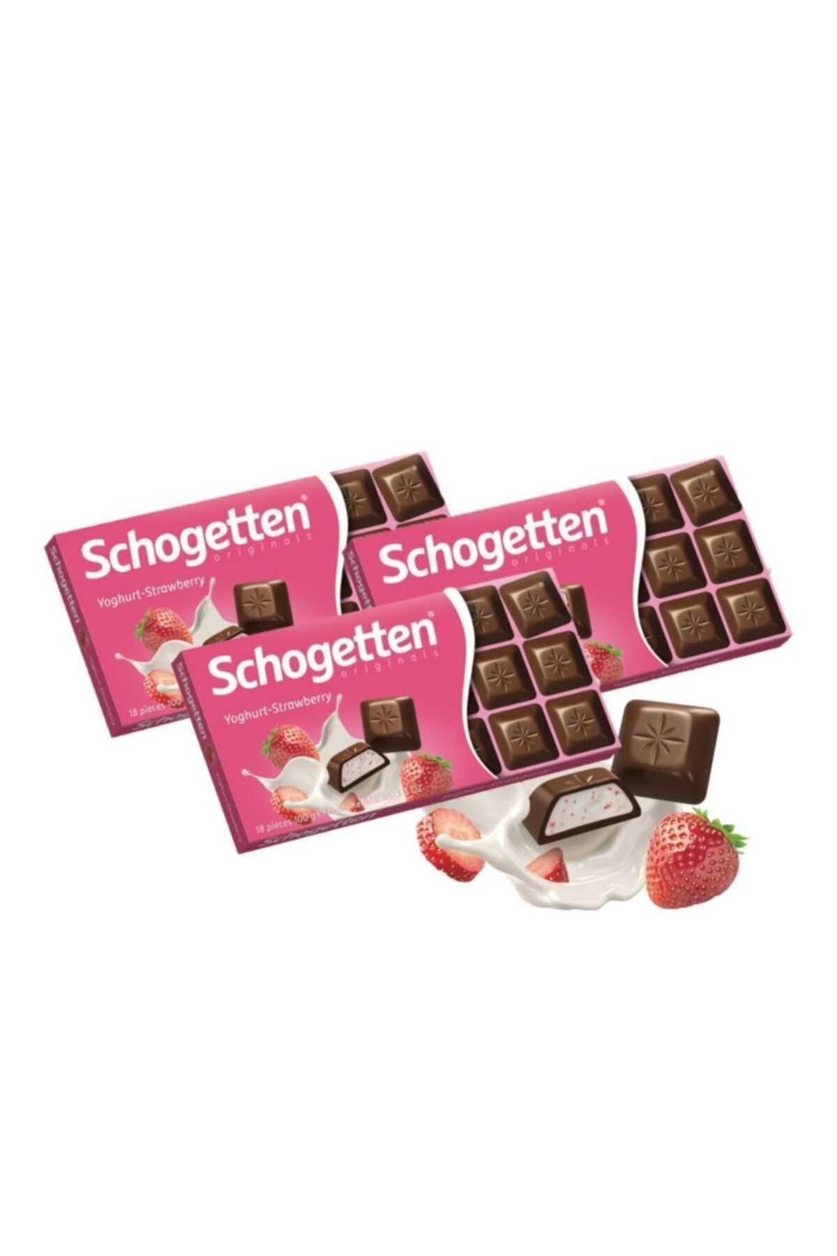 Schogetten Çilekli Yoğurtlu Çikolata 100 Gr. - 3 Adet