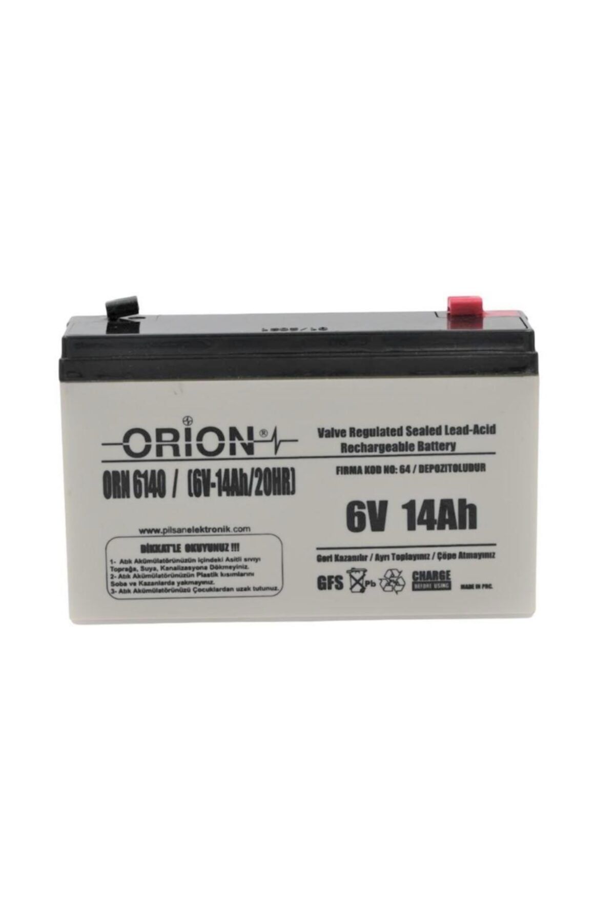 Orion 6v 14ah Bakımsız Kuru Akü 01/2021 Üretim