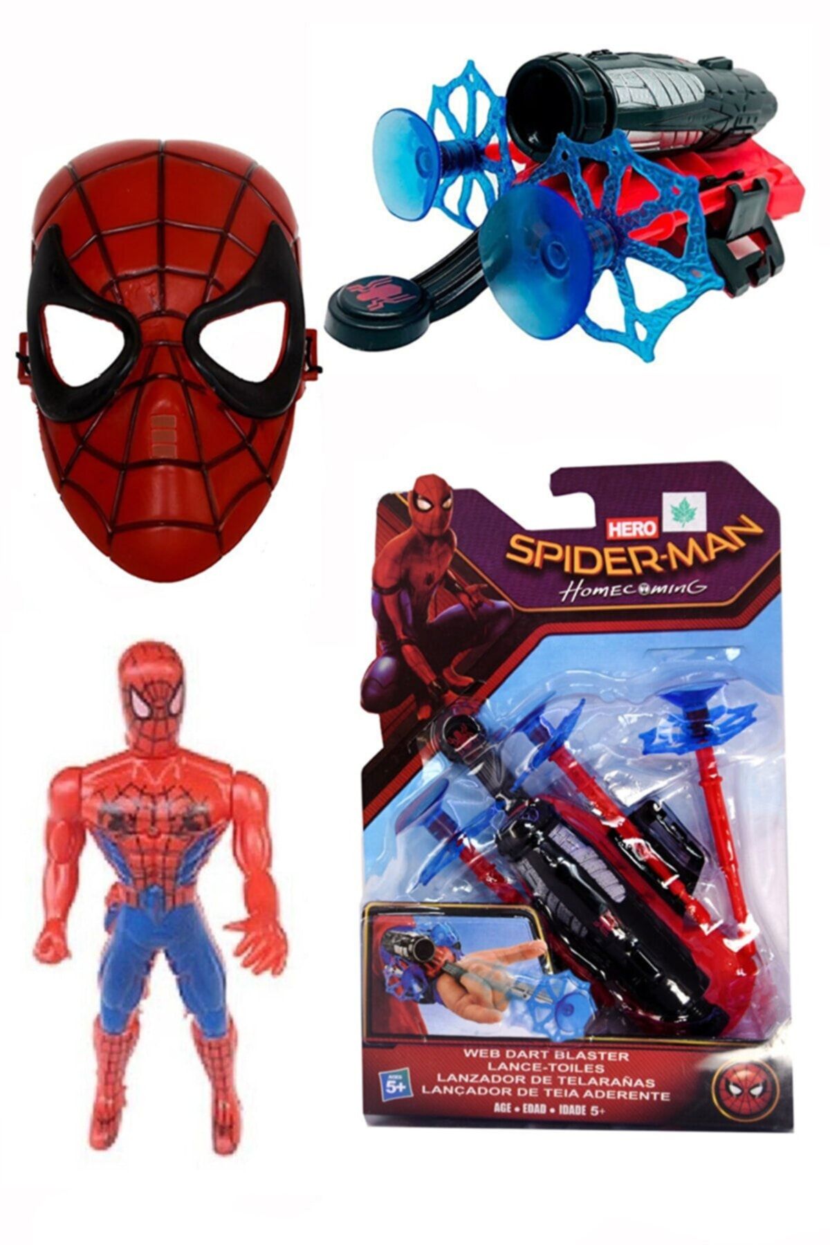 Spiderman Örümcek Adam Vantuz Ağ Ok Atan Fırlatıcı Işıklı Spiderman Karakter Figür Ve Maske
