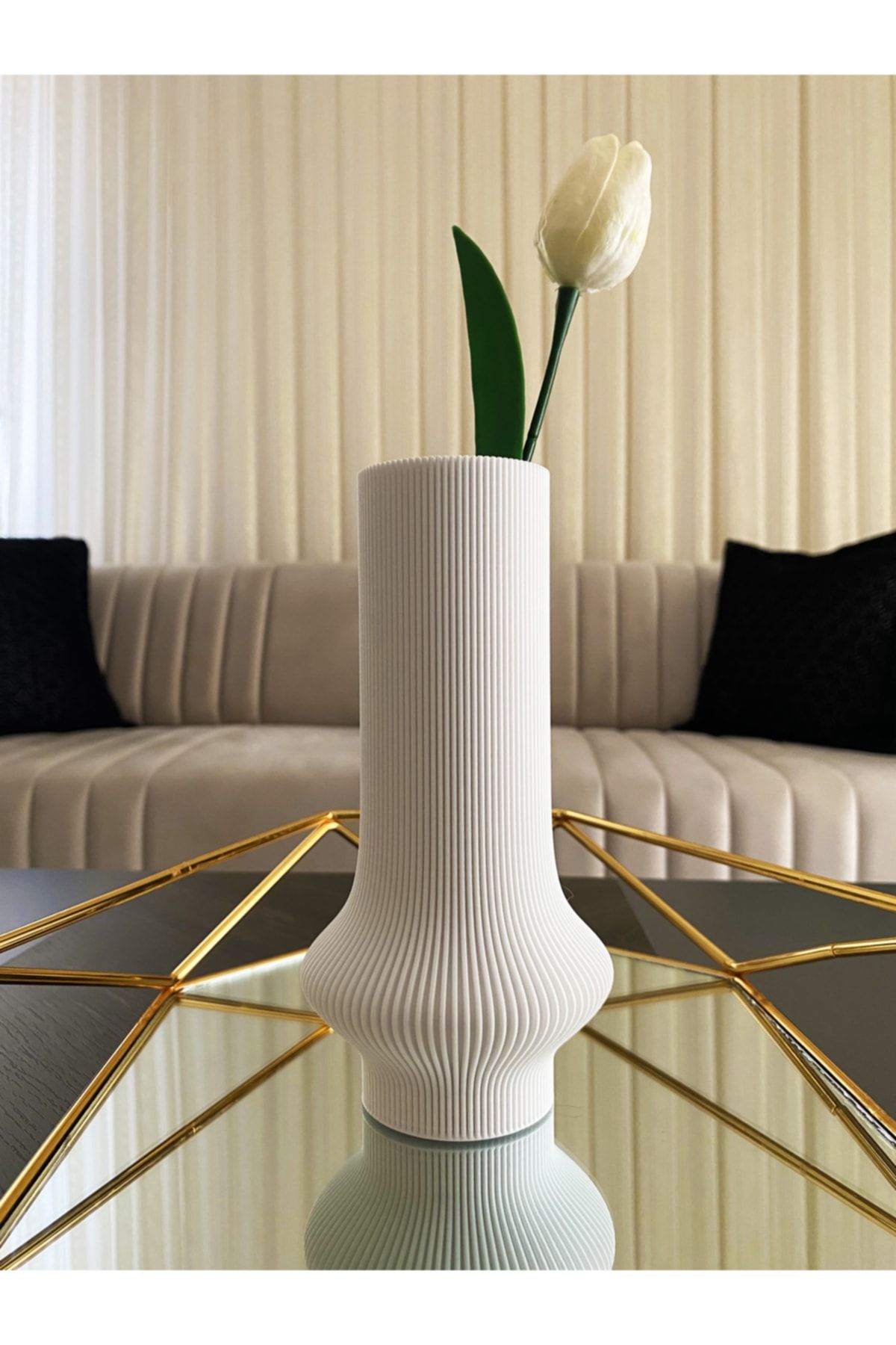 Emr Swan Beyaz Vazo - Dekoratif Vazo - Doğa Dostu Biyoplastik