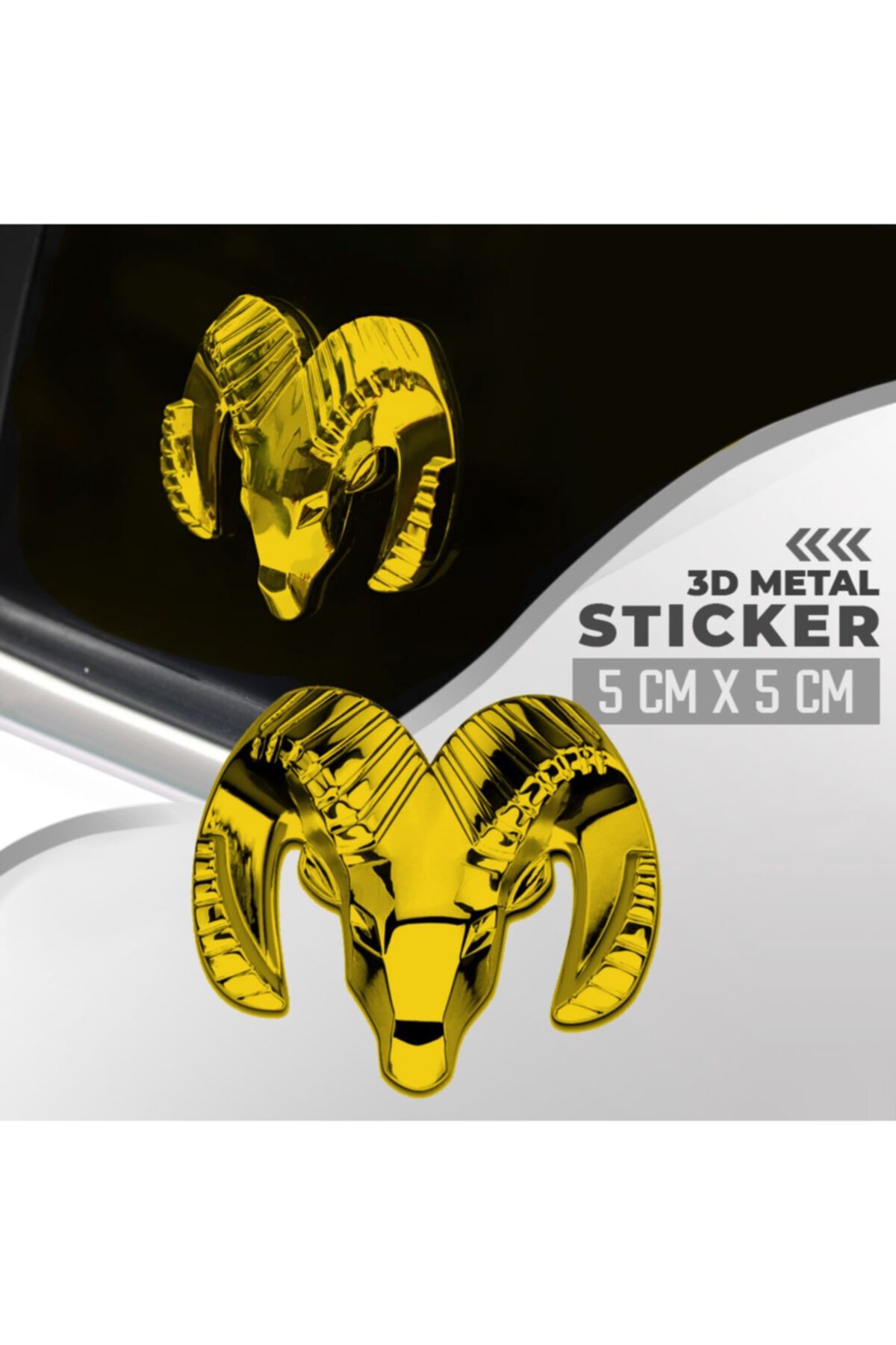 C9 Dodge Altın Renk Paslanmaz Metal Arma Sticker Yapışkanlı 5cm X 5cm