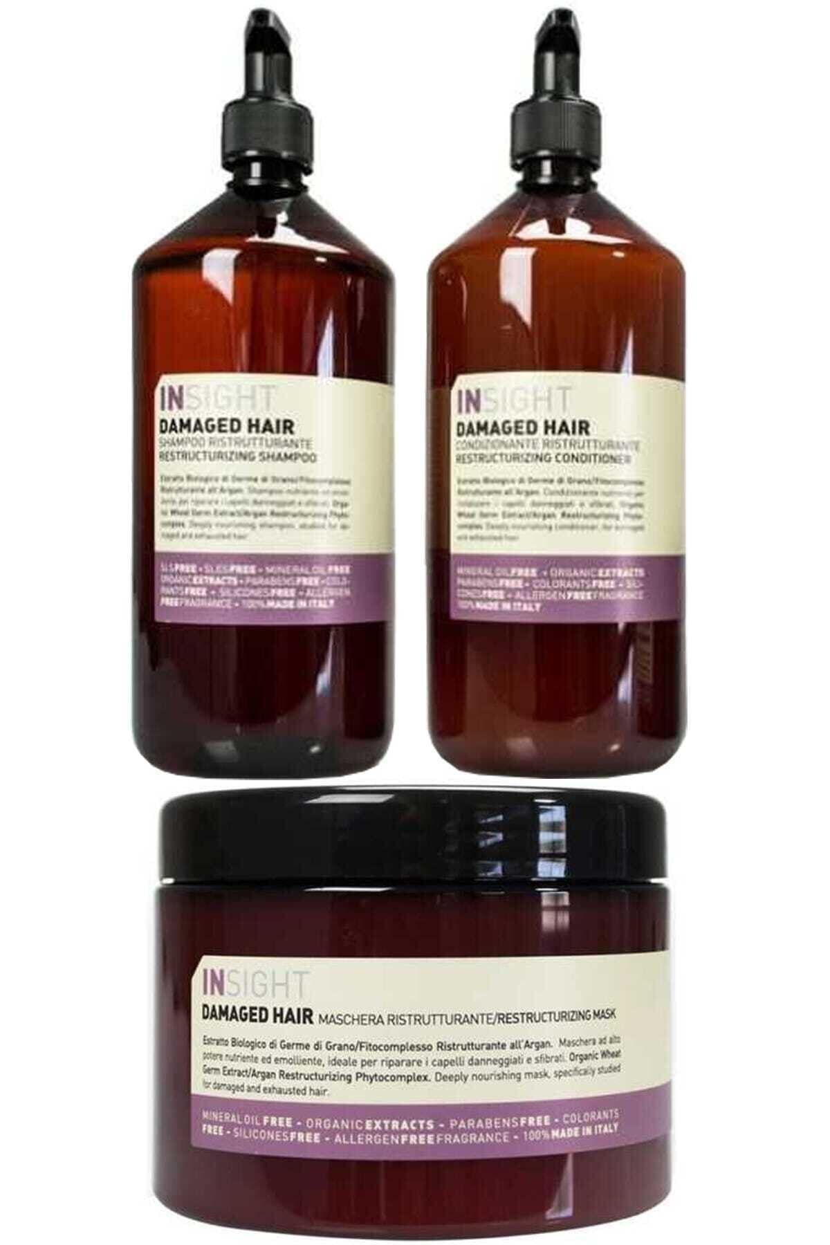 Insight Damaged Hair Onarıcı Şampuan 900 ml + Krem 900 ml + Maske 500 ml 8029352351029