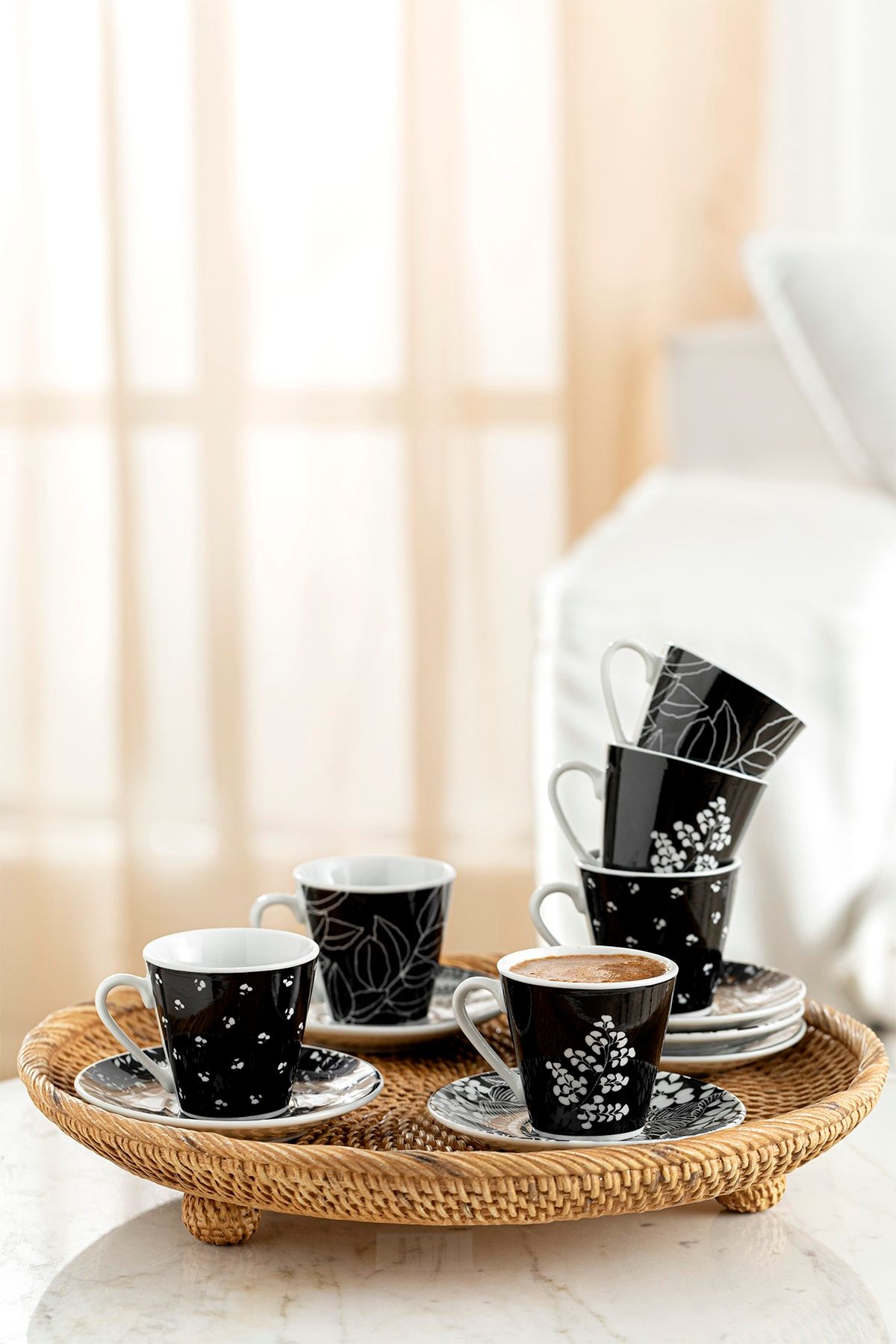 English Home Prezzie Porselen 6 Kişilik Kahve Fincan Takımı 80 Ml Siyah