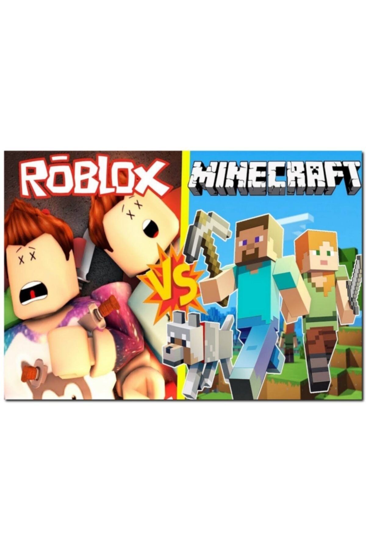 Cakatablo Ahşap Tablo Roblox Ve Minecraft Çizgi Film Görseli (35x50 Cm Boyut)