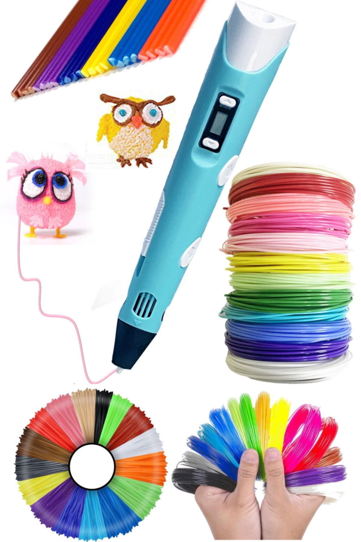 Utelips Her Yaşa Uygun Hobi Eğitimi Eğlenceli Üç Boyutlu Yazıcı Kalemi Ve 20 Renk X 5 Metre Filament Seti